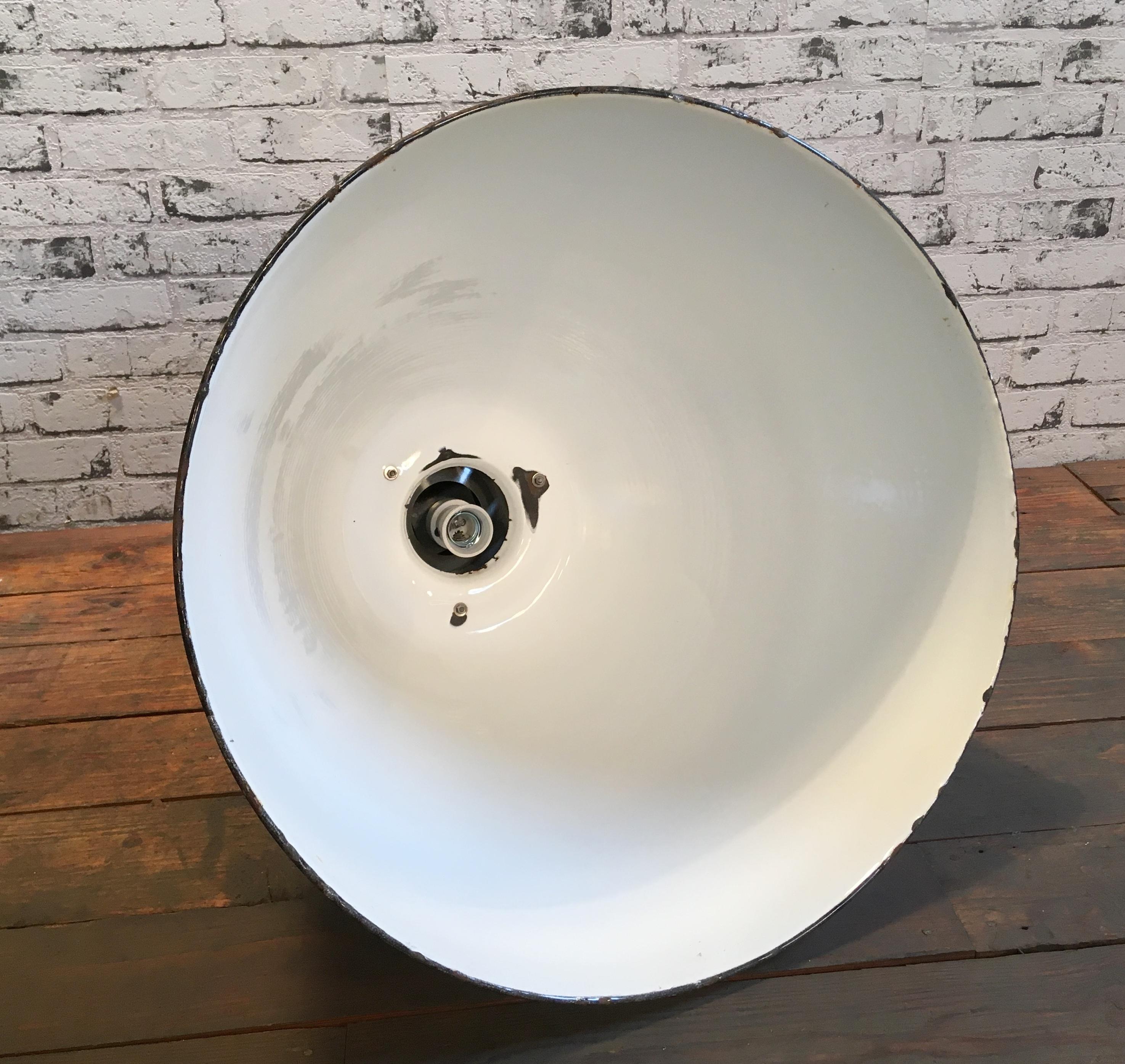 Aluminum Vintage Industrial Dark Grey Enamel Pendant Lamp