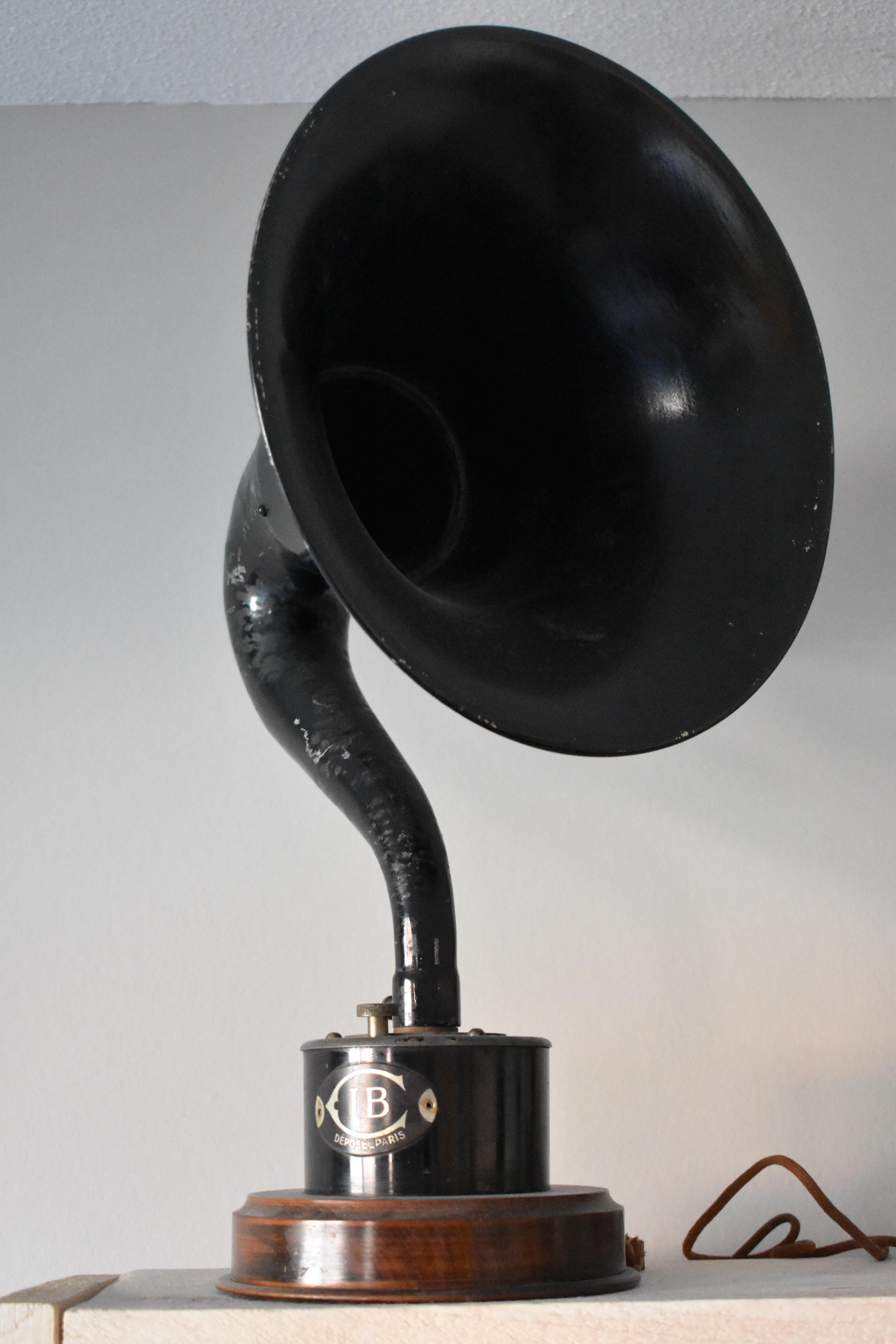 Vintage industrial decorative horn speaker, circa 1930.