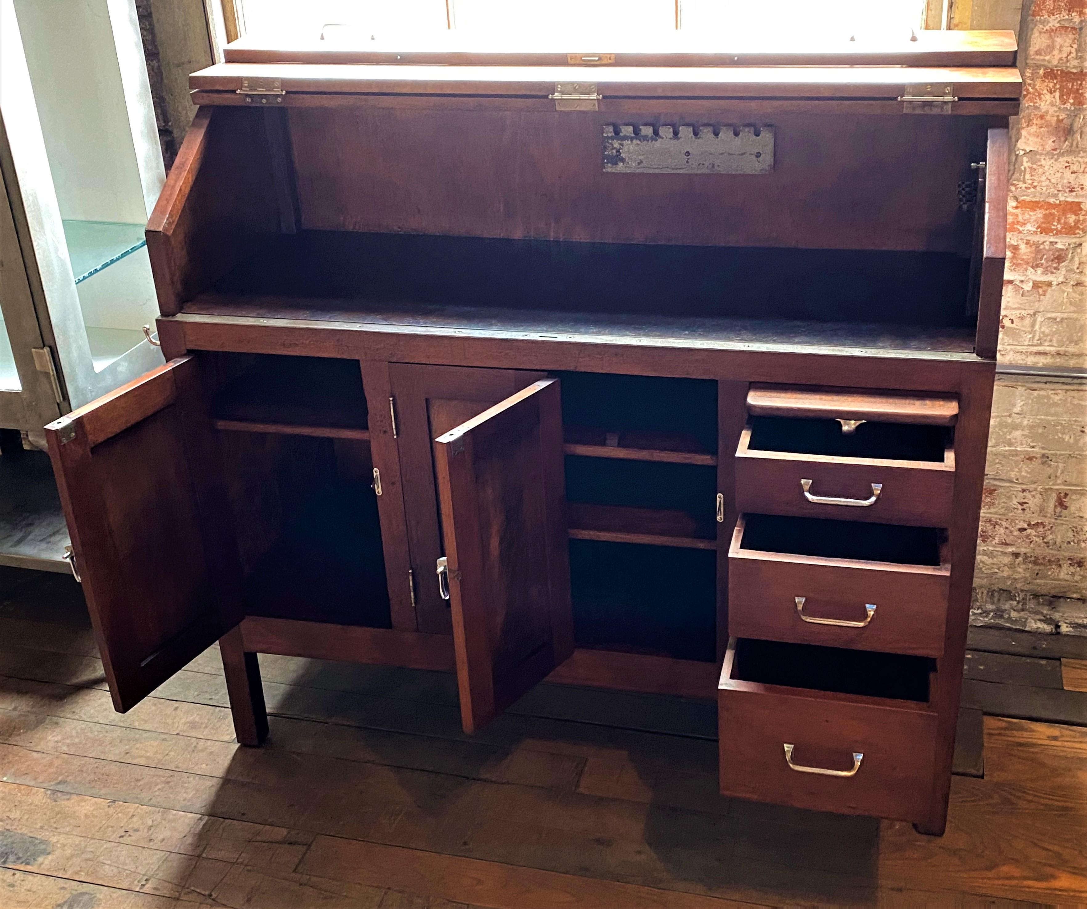 20th Century Vintage Industrial Desk / Cabinet For Sale