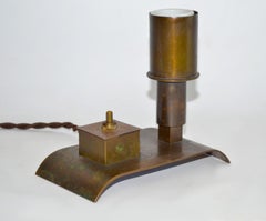 Vintage Industrial Desk or Table Lamp Petite Bauhaus Style Copper, 1930's