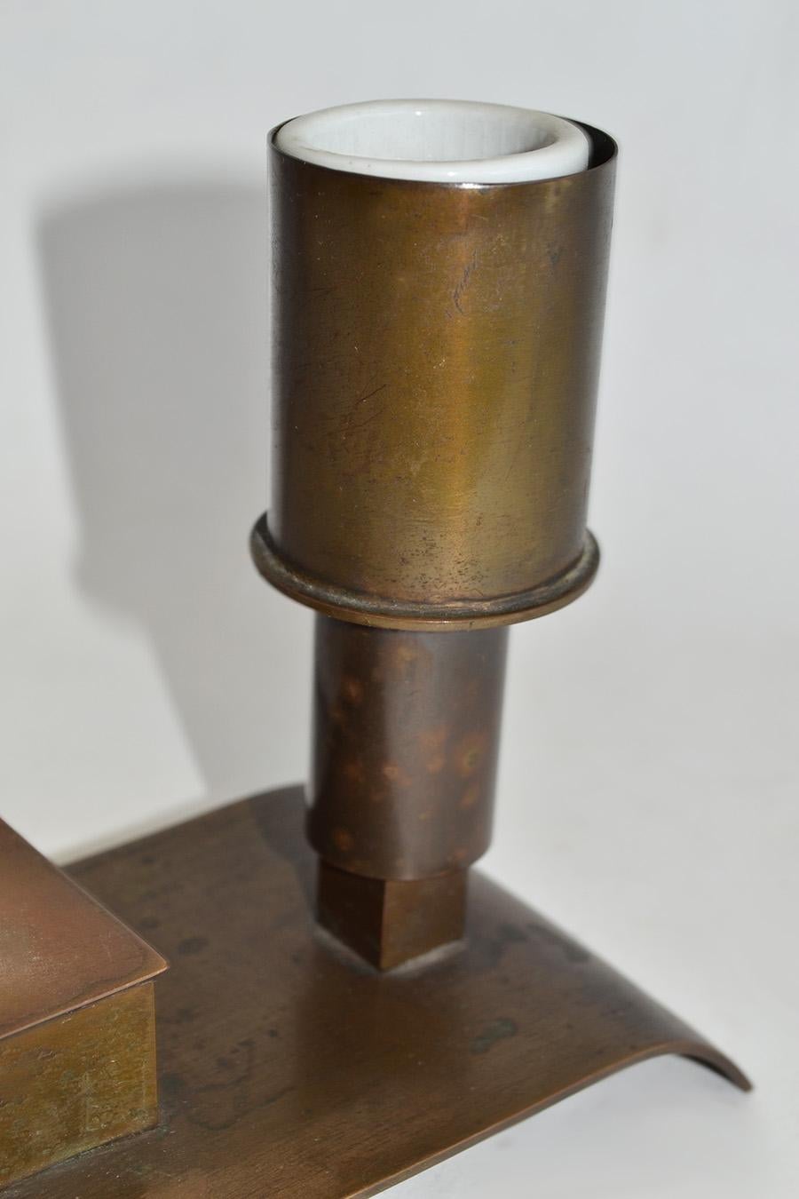 20th Century Vintage Industrial Desk or Table Lamp Petite Bauhaus Style Copper, 1930's