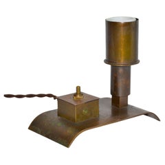 Vintage Industrial Desk or Table Lamp Petite Bauhaus Style Copper, 1930's