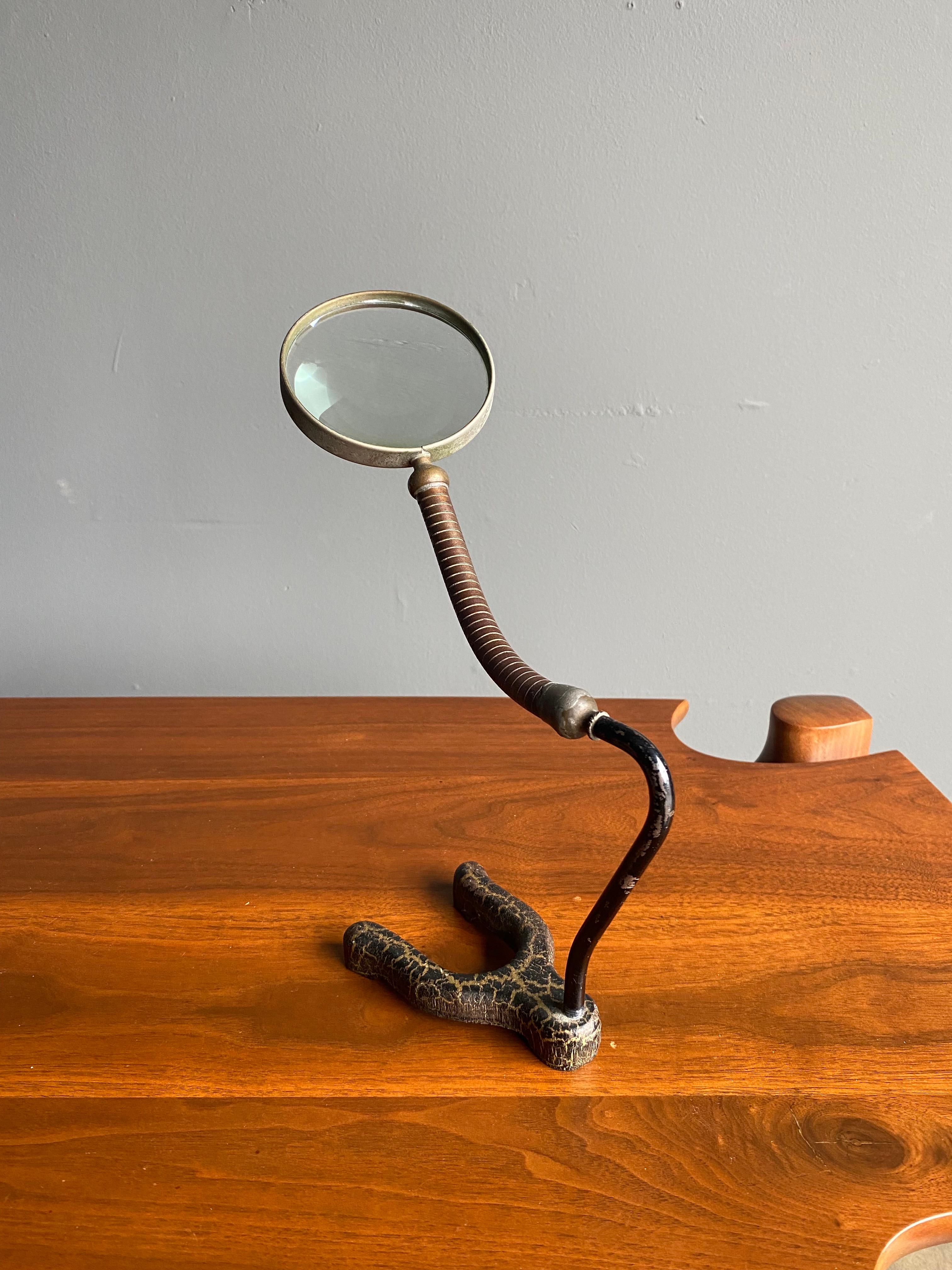 Vintage Industrial Desktop Magnifying Glass, circa 1960 In Good Condition In Costa Mesa, CA