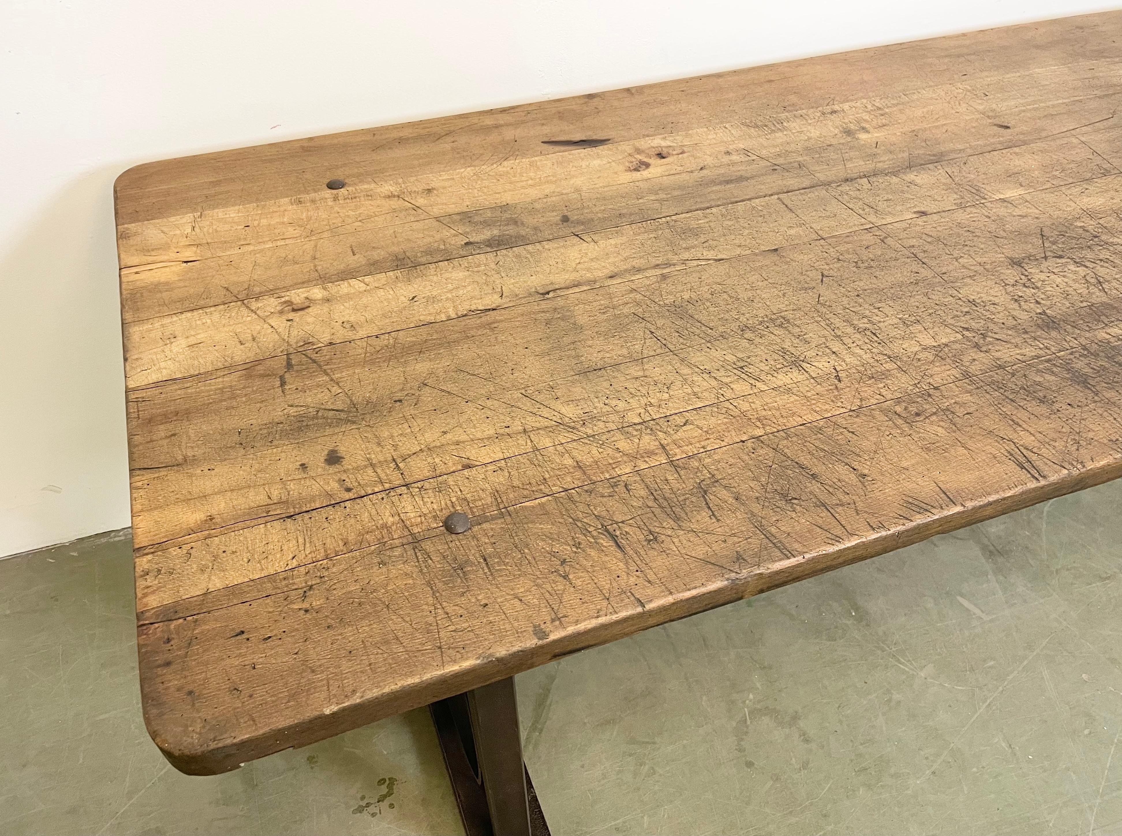 Vintage Industrial Dining Table, 1950s For Sale 8