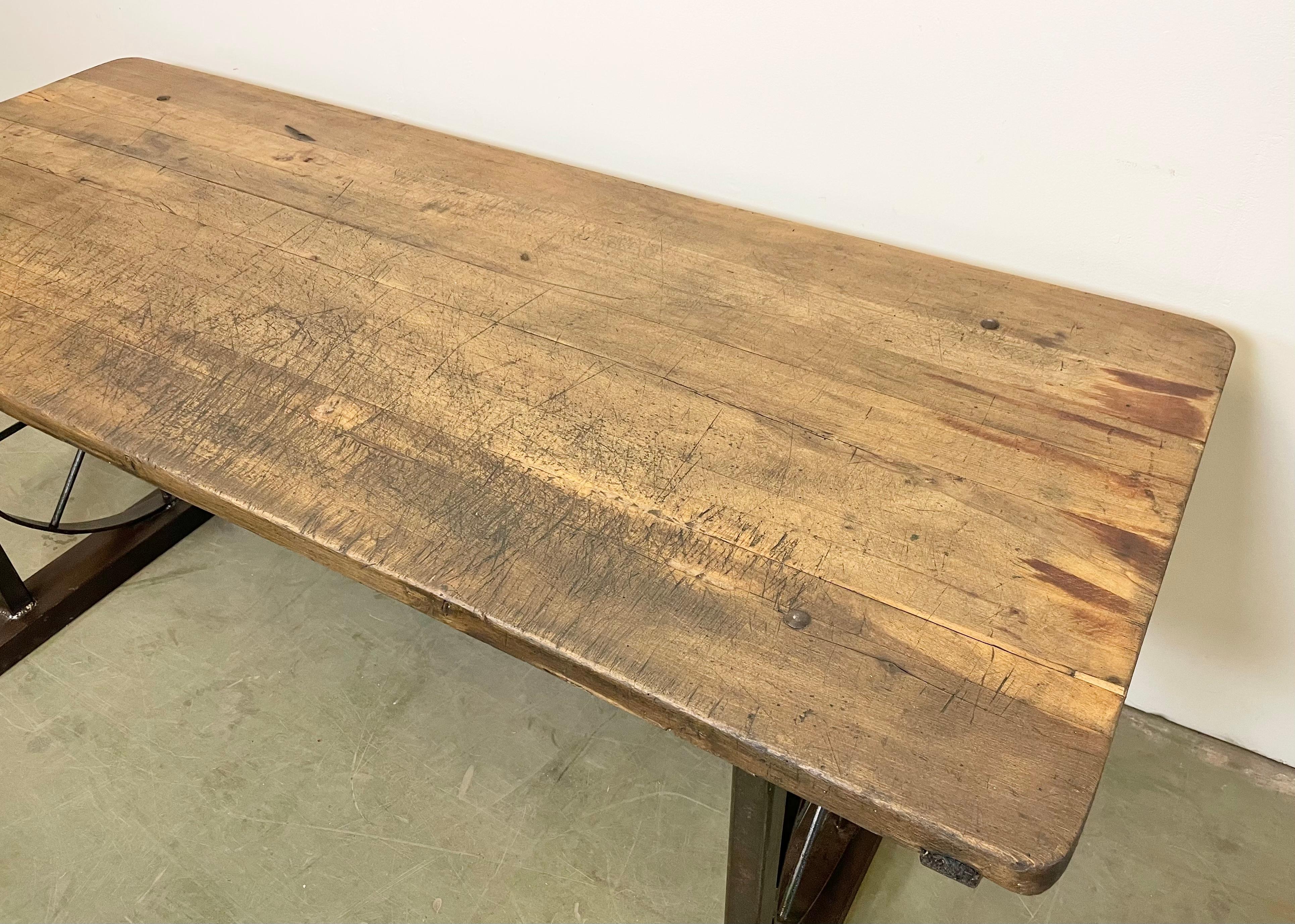Vintage Industrial Dining Table, 1950s For Sale 9