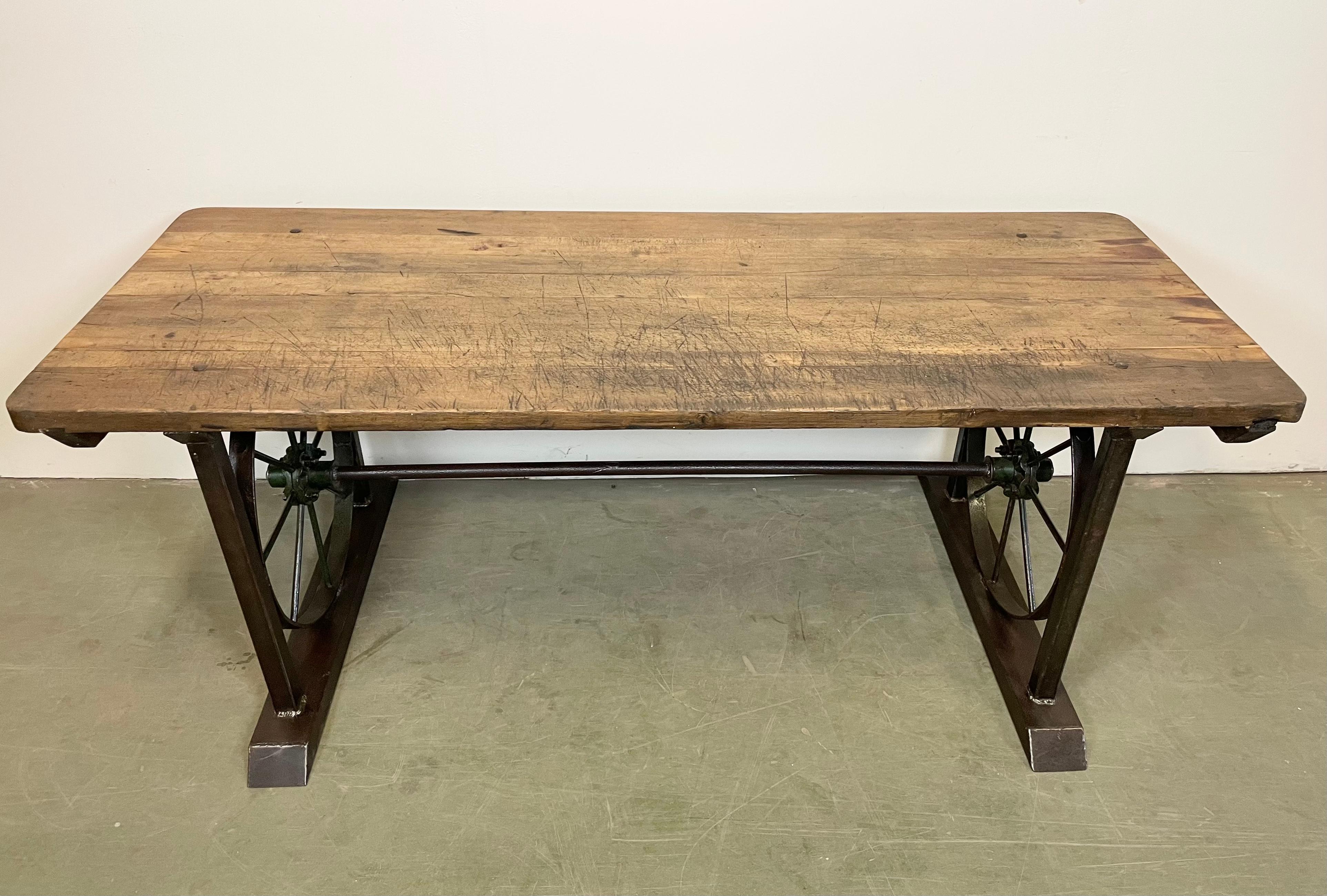 Czech Vintage Industrial Dining Table, 1950s For Sale