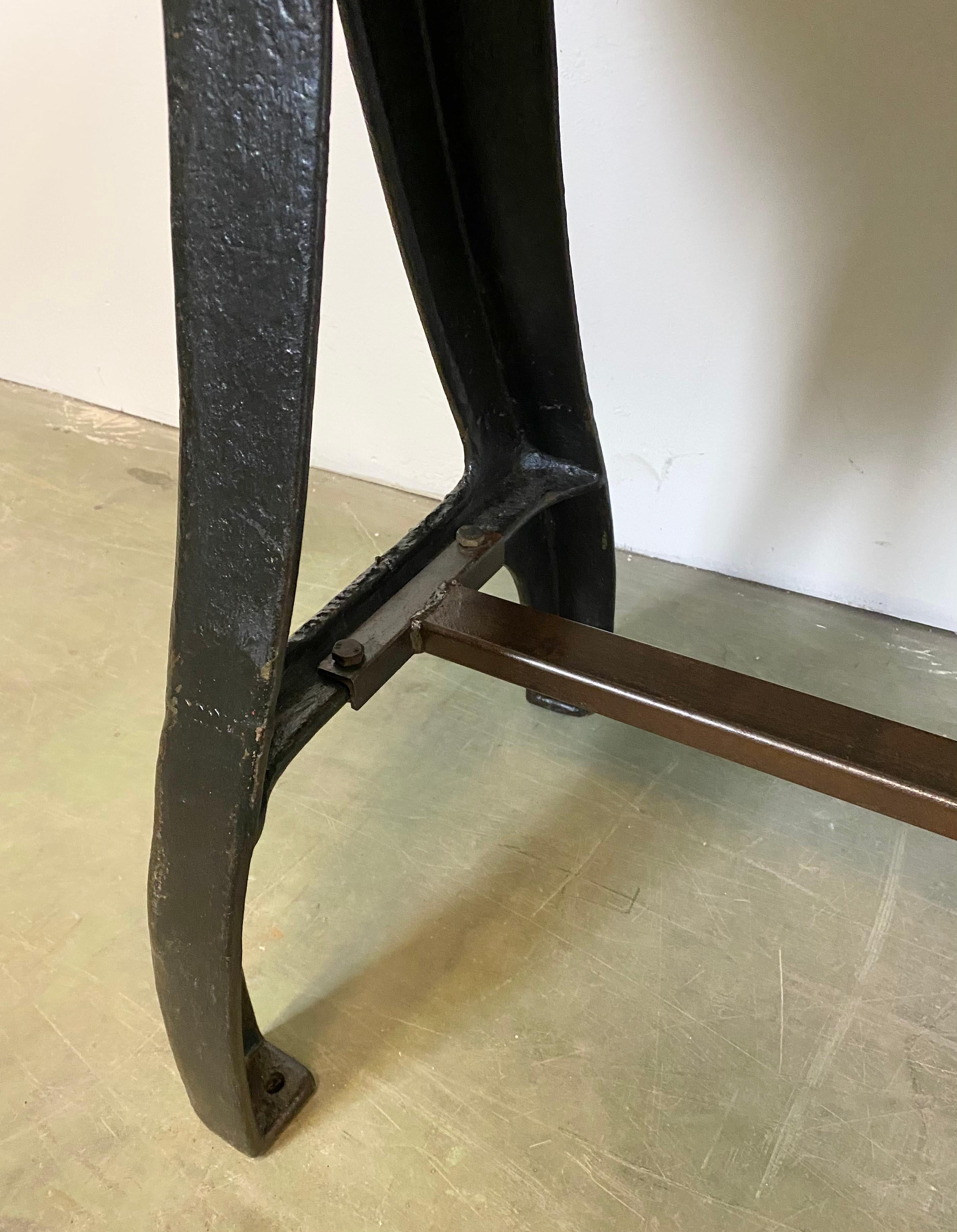 Vintage Industrial Dining Table with Cast Iron Legs For Sale at 1stDibs