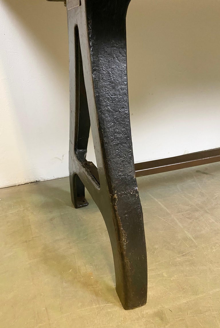 Vintage Industrial Dining Table with Cast Iron Legs For Sale at 1stDibs