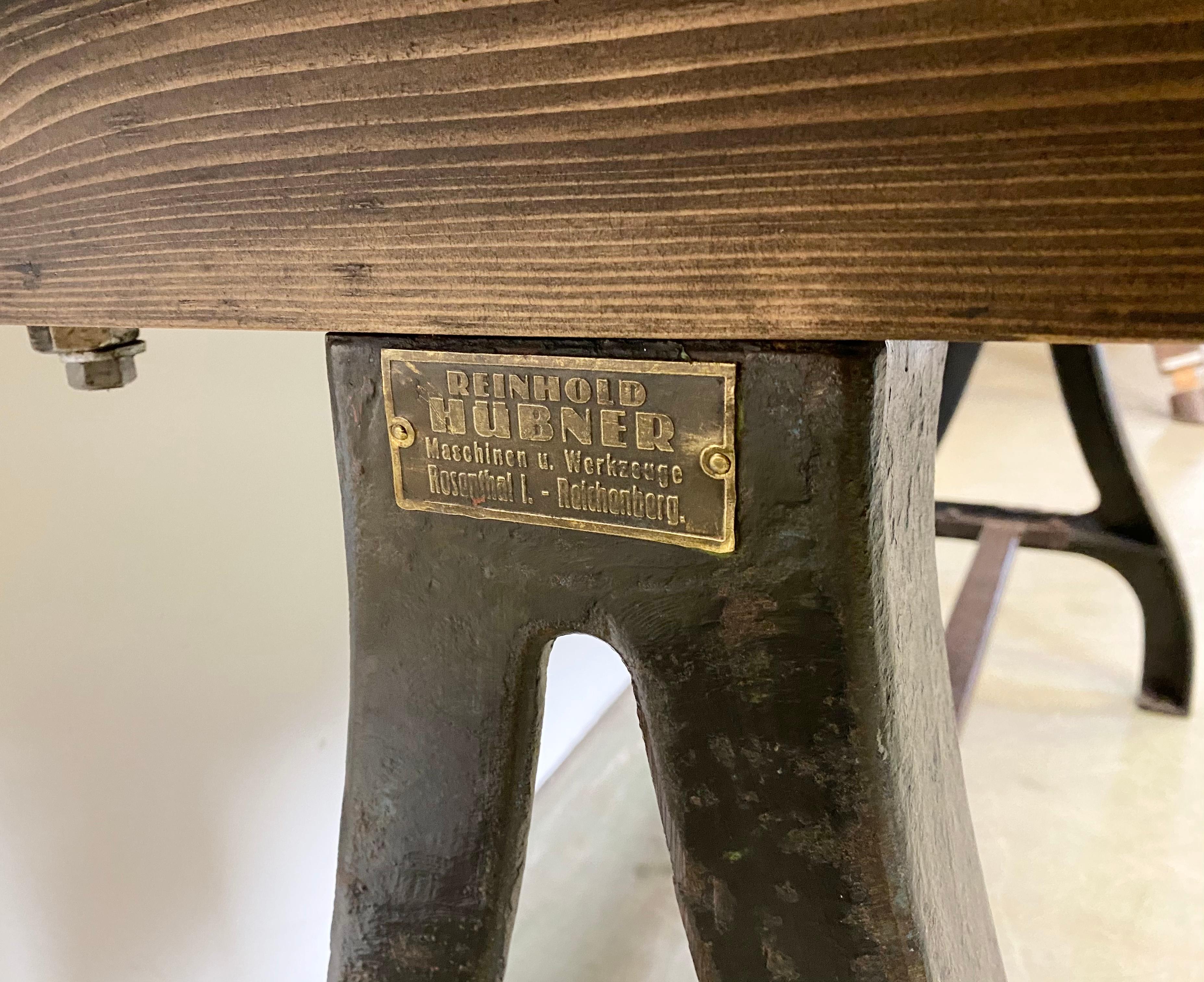 Vintage Industrial Dining Table with Cast Iron Legs 2