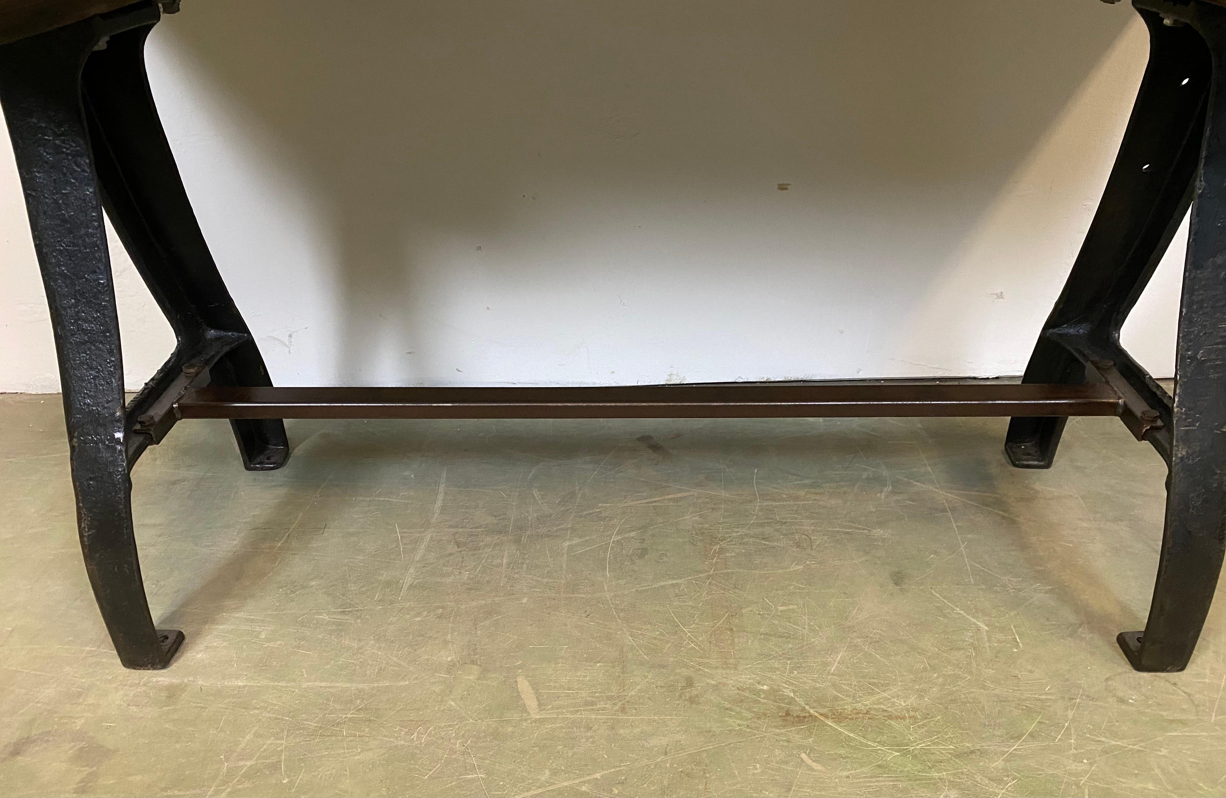 Vintage Industrial Dining Table with Cast Iron Legs 4