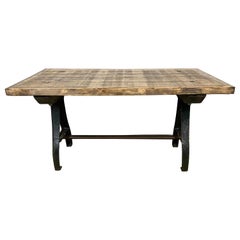 Vintage Industrial Dining Table with Cast Iron Legs