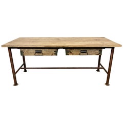 Vintage Industrial Dining Table with Drawers, 1960s