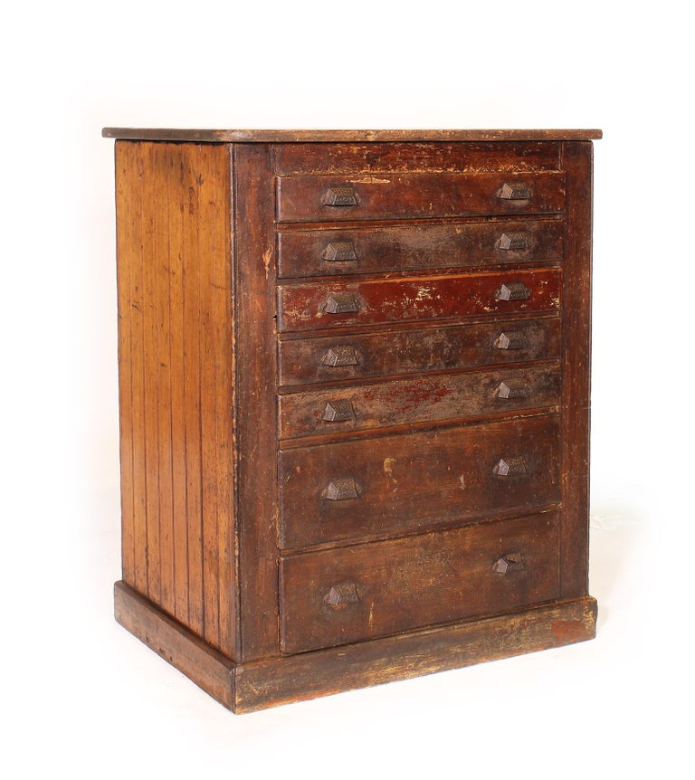 Vintage Industrial Distressed Wooden Flat File Factory ...