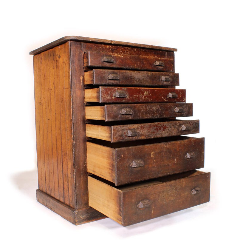 Vintage Industrial Distressed Wooden Flat File Factory ...