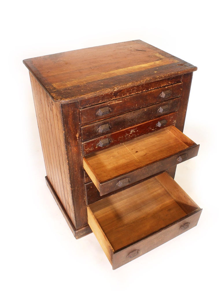 Vintage Industrial Distressed Wooden Flat File Factory Storage