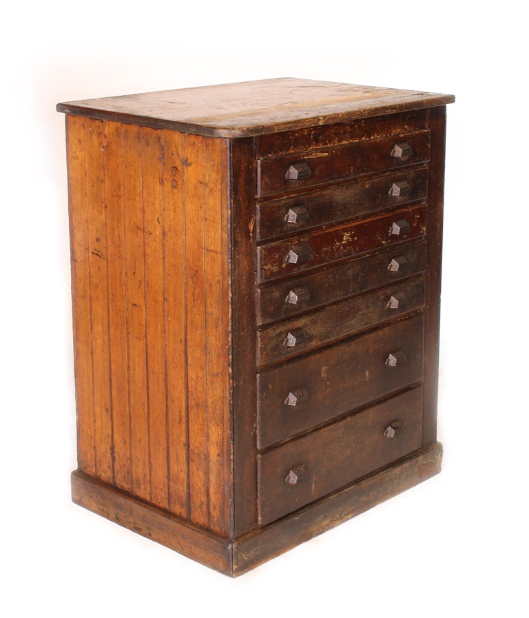 Vintage Industrial Distressed Wooden Flat File Factory ...