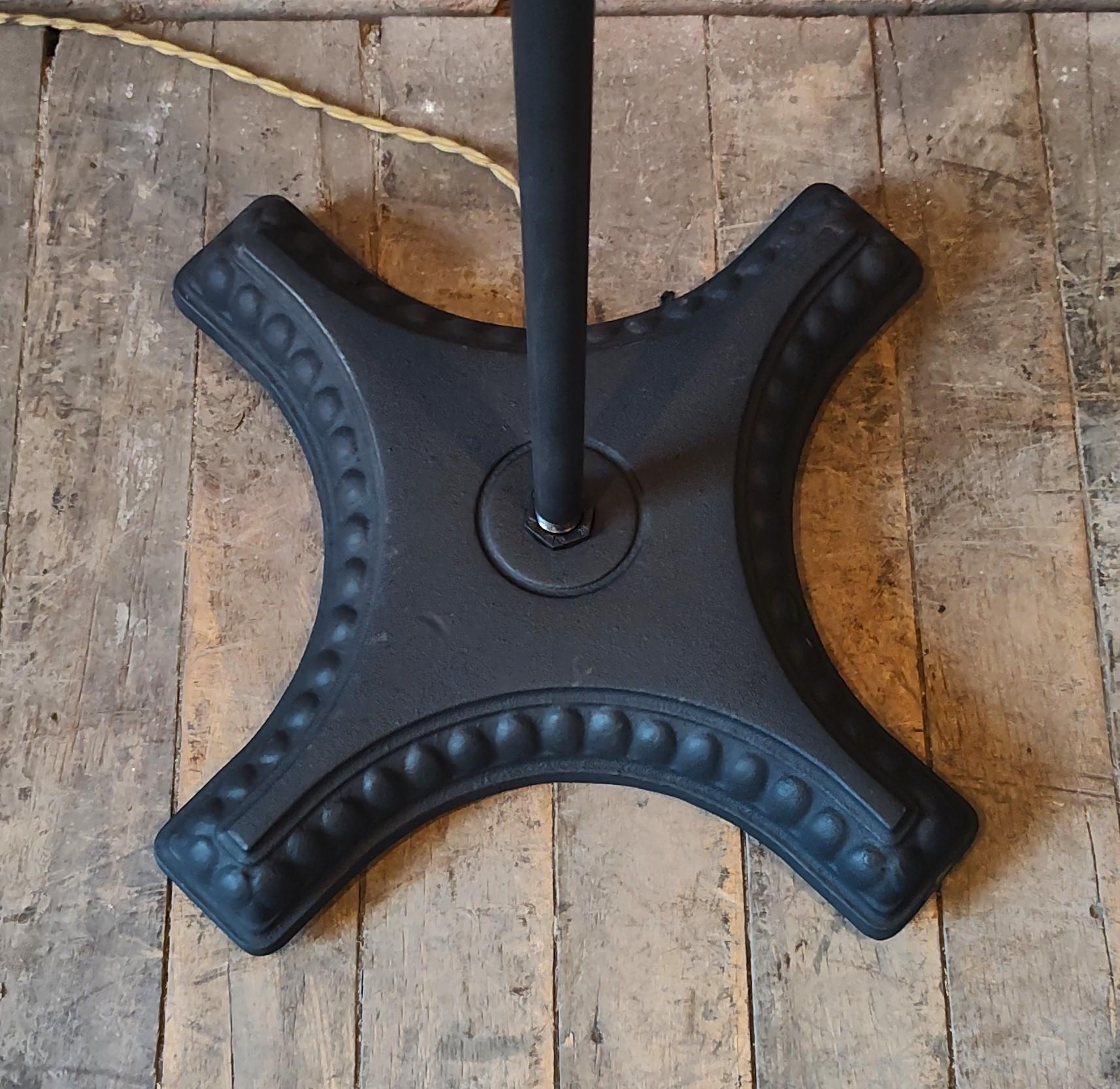Vintage Industrial Double Arm Articulating Floor Lamp with Solid Base For Sale 9