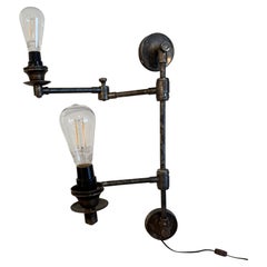 Vintage Industrial Double-Arm Wall Sconce Articulating Light Fixture