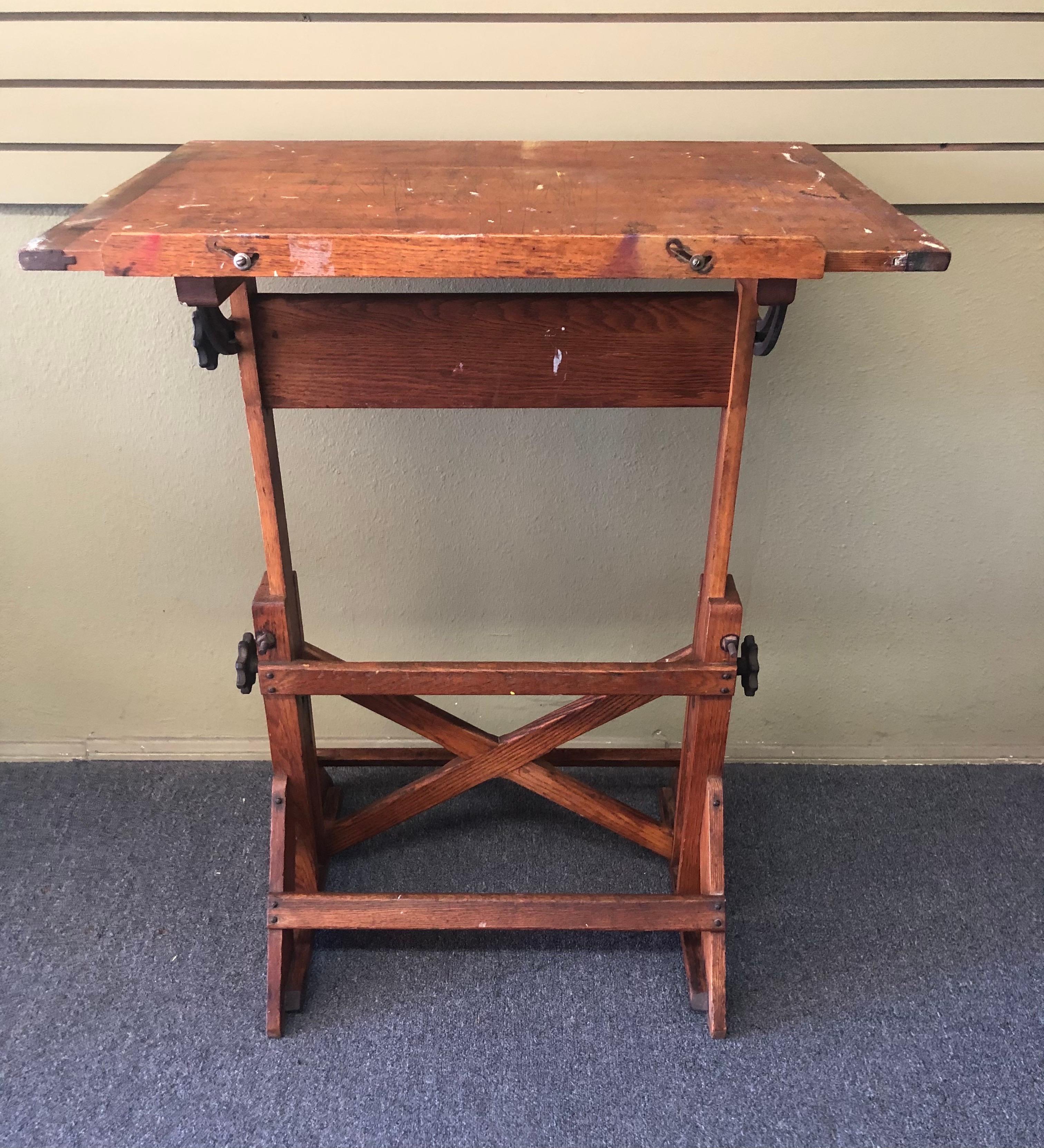 Vintage Industrial Drafting Table or Desk by The F. Weber Co. of Philadelphia 2