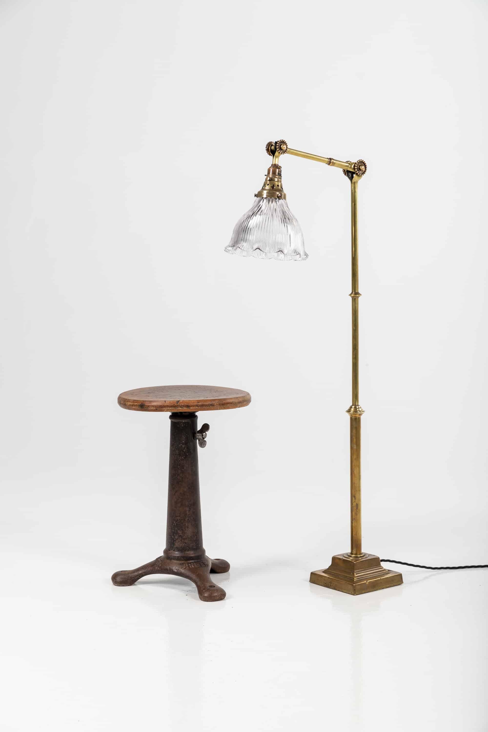 Vintage Industrial Dugdills Floor Standing Adjustable Brass Lamp, C.1920 5