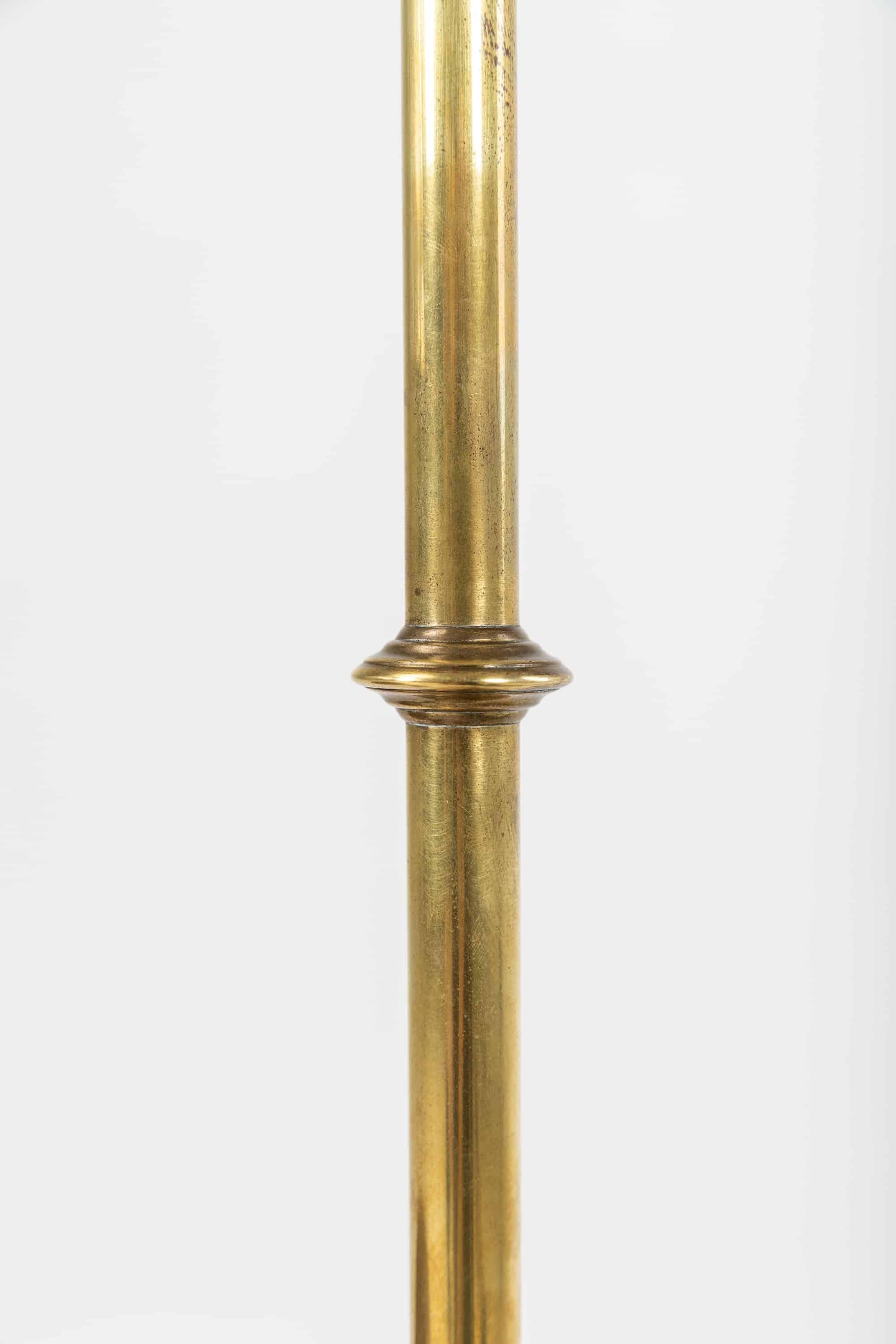 Vintage Industrial Dugdills Floor Standing Adjustable Brass Lamp, C.1920 In Good Condition In London, GB