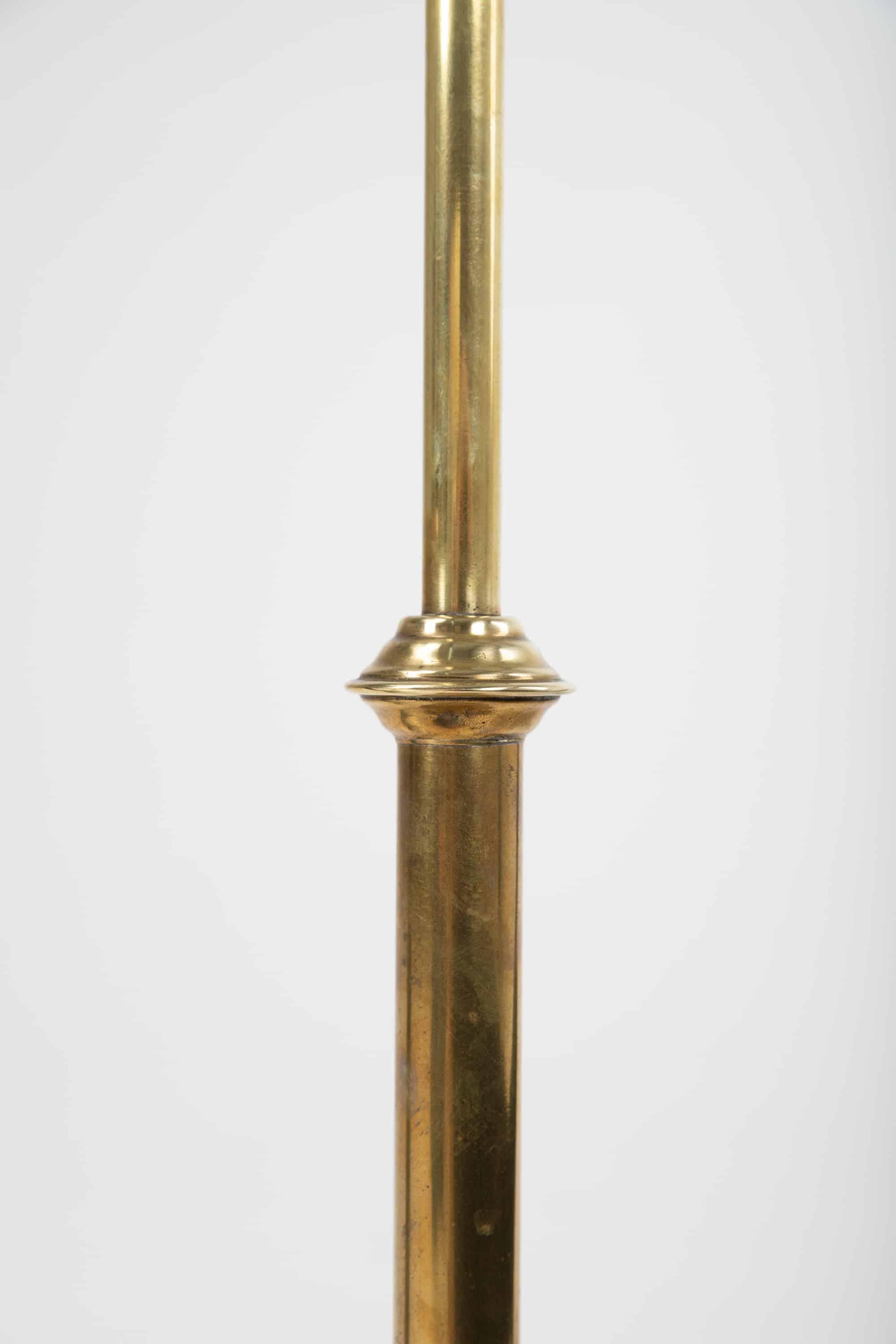 Early 20th Century Vintage Industrial Dugdills Floor Standing Adjustable Brass Lamp, C.1920