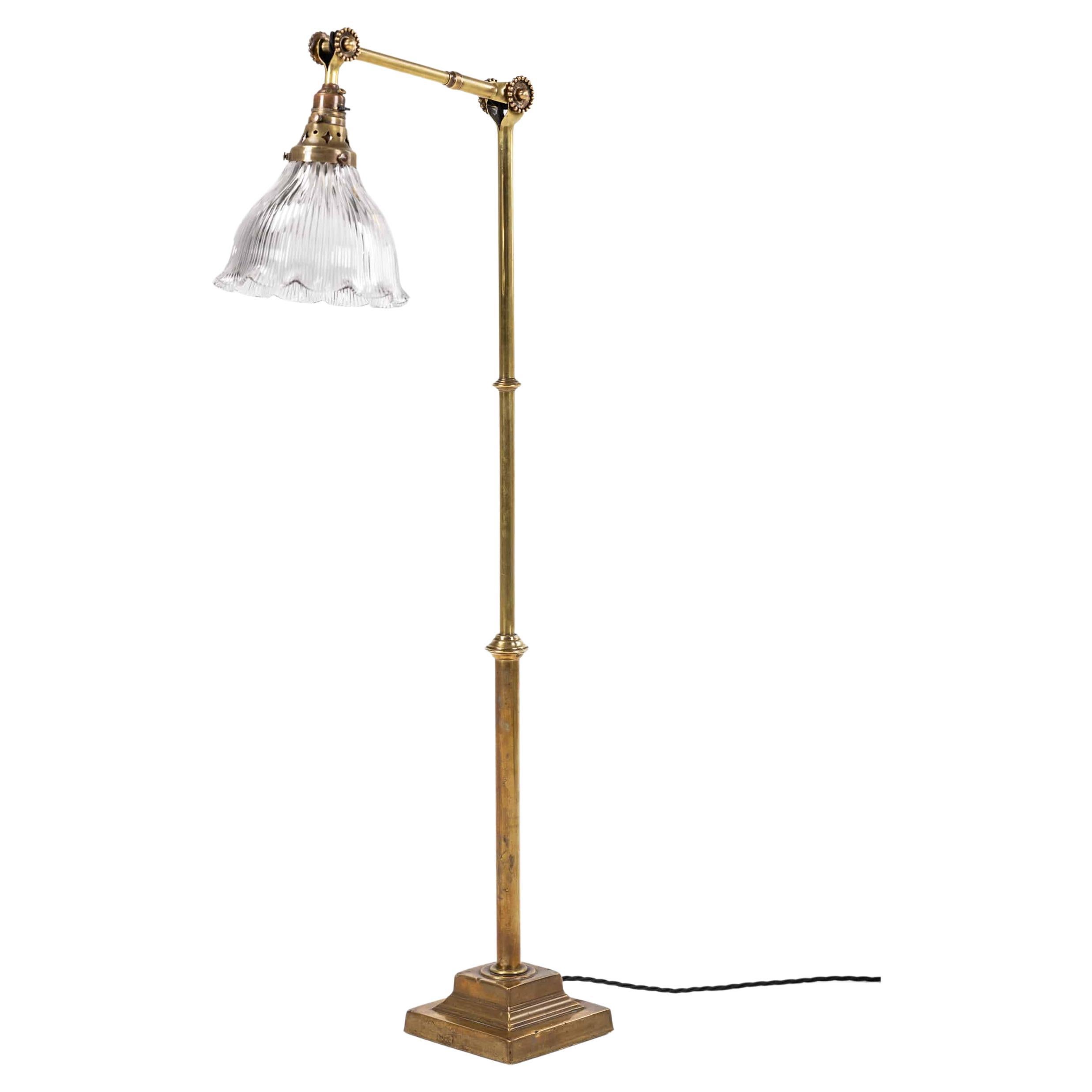 Vintage Industrial Dugdills Floor Standing Adjustable Brass Lamp, C.1920