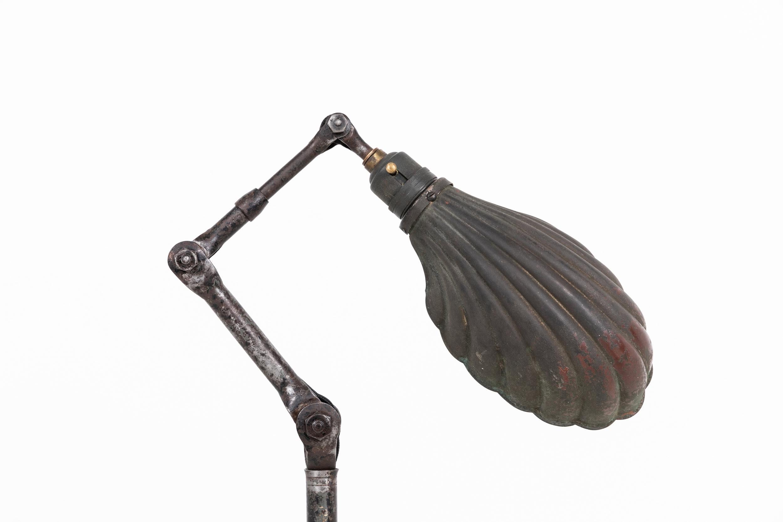 Steel Vintage Industrial Dugdills Machinist's Adjustable Factory Desk Lamp, C.1930 For Sale