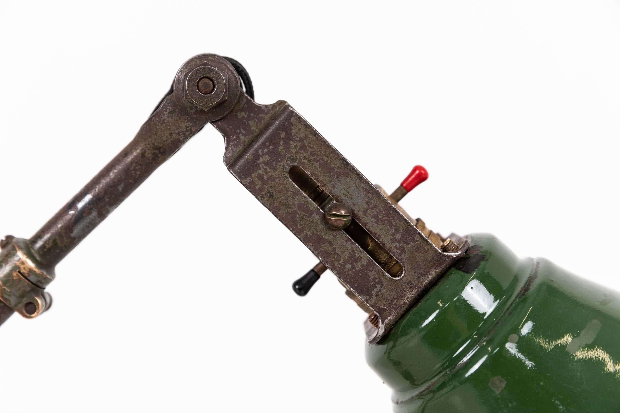 English Vintage Industrial Dugdills Machinist's Adjustable Portable Desk Lamp, C.1930