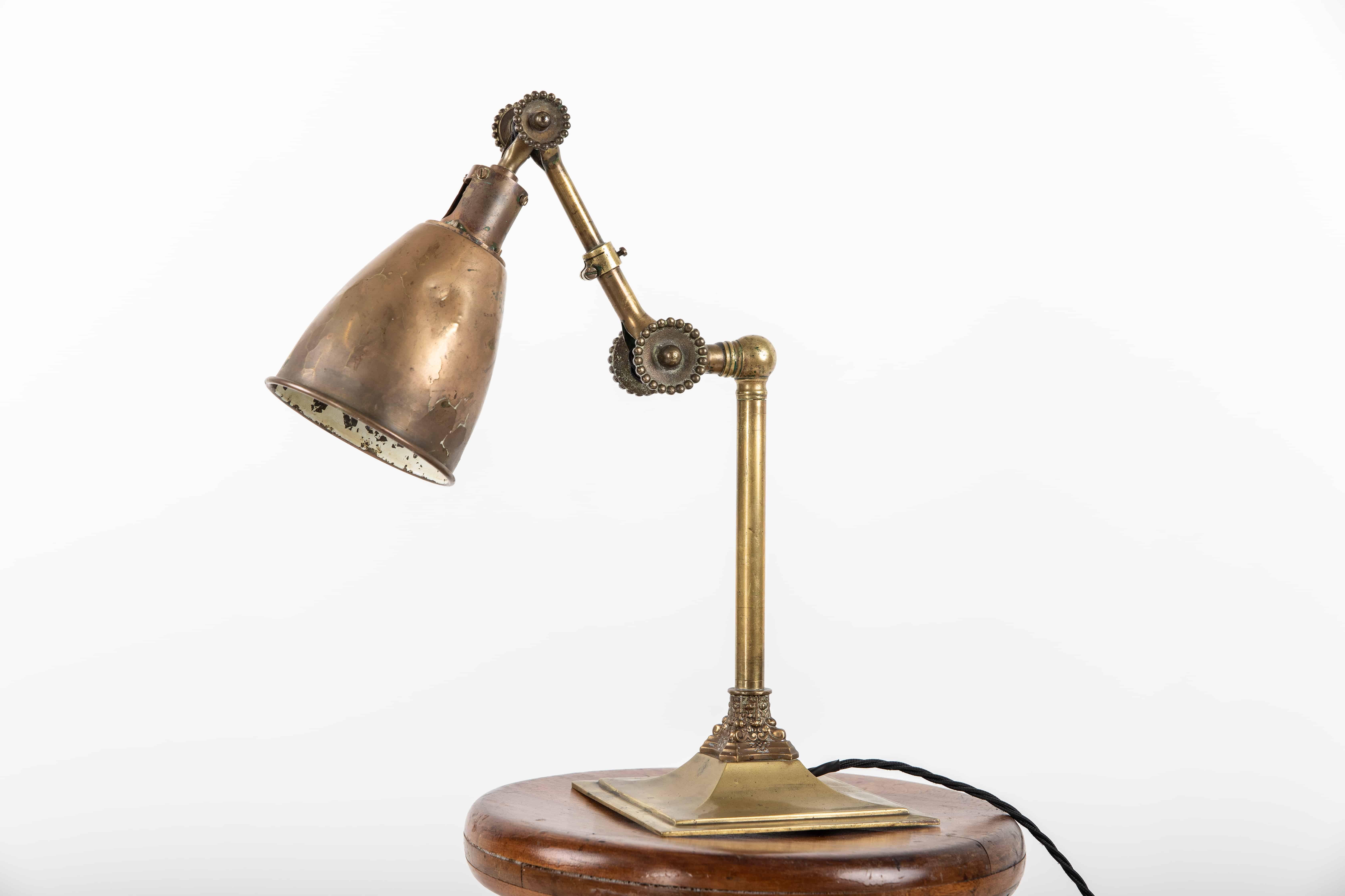 Early 20th Century Vintage Industrial Early Brass Dugdills Machinist's Desk Lamp, c.1930