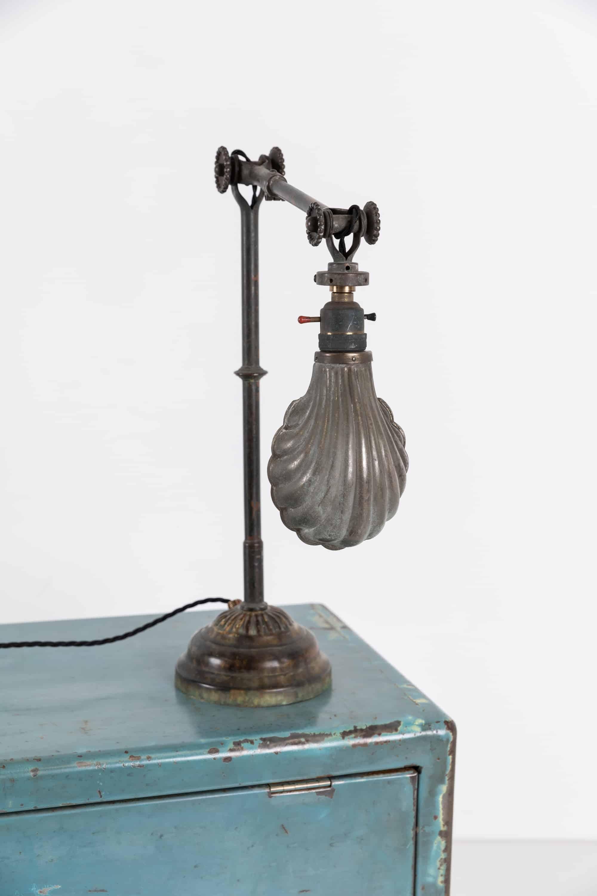 Vintage Industrial Early Brass Dugdills Machinist's Desk Table Lamp, C.1920 2