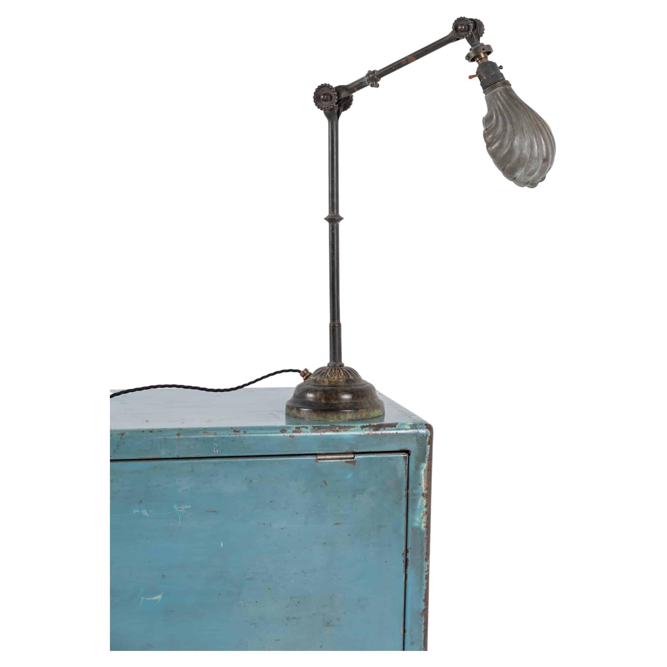 Vintage Industrial Early Brass Dugdills Machinist's Desk Table Lamp, C.1920