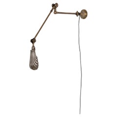 Vintage Industrial Early Brass Dugdills Machinist's Wall Lamp, c.1920