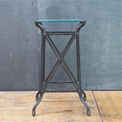 Vintage Industrial Eiffel Era Cast Iron Machine Base as Table with Glass
