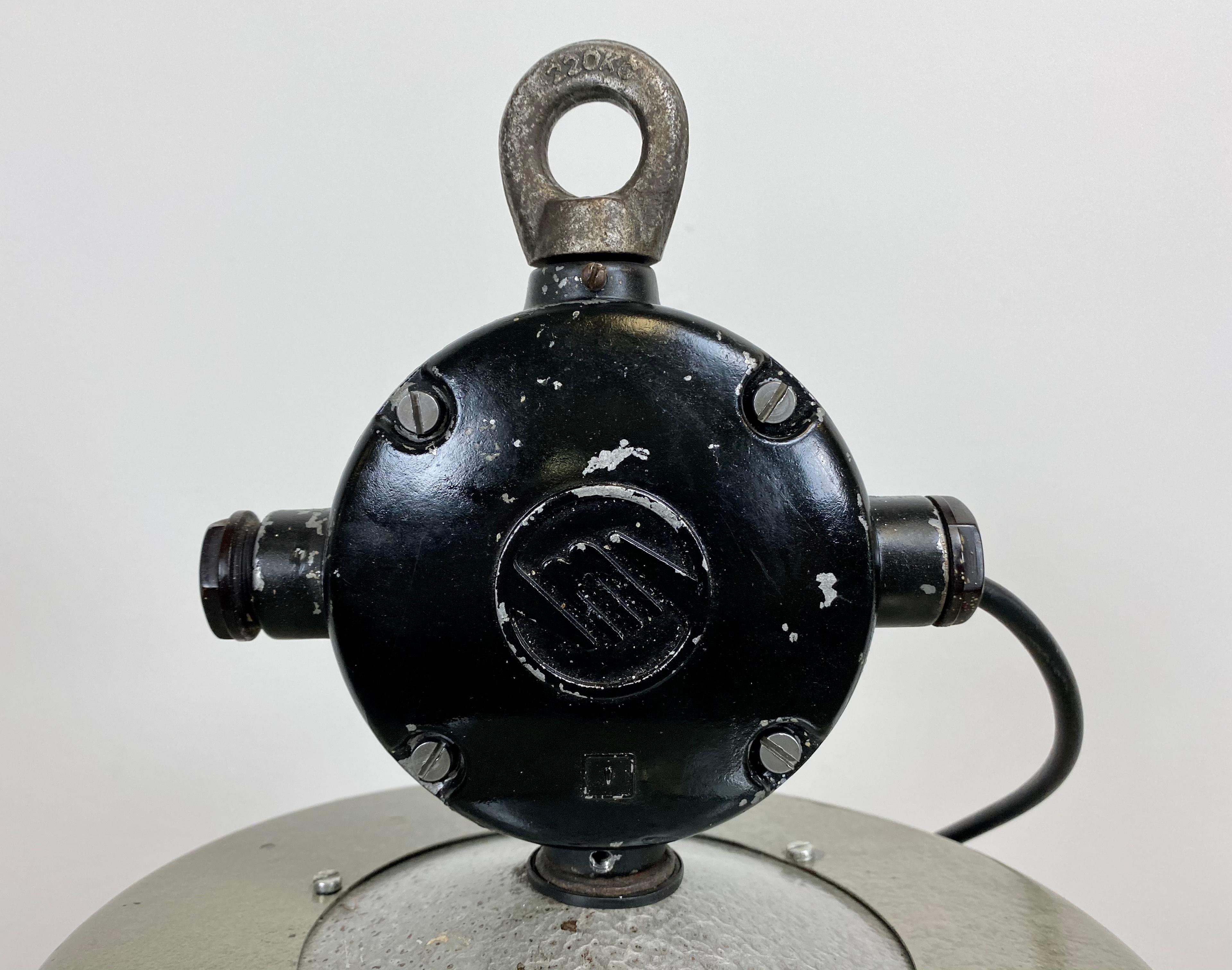 Industrial Black Enamel Factory Pendant Lamp, 1960s For Sale 4