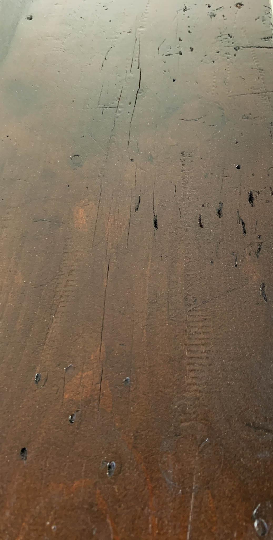 Vintage Industrial Engineer's Workbench Side Table on Cast Iron Ends 1