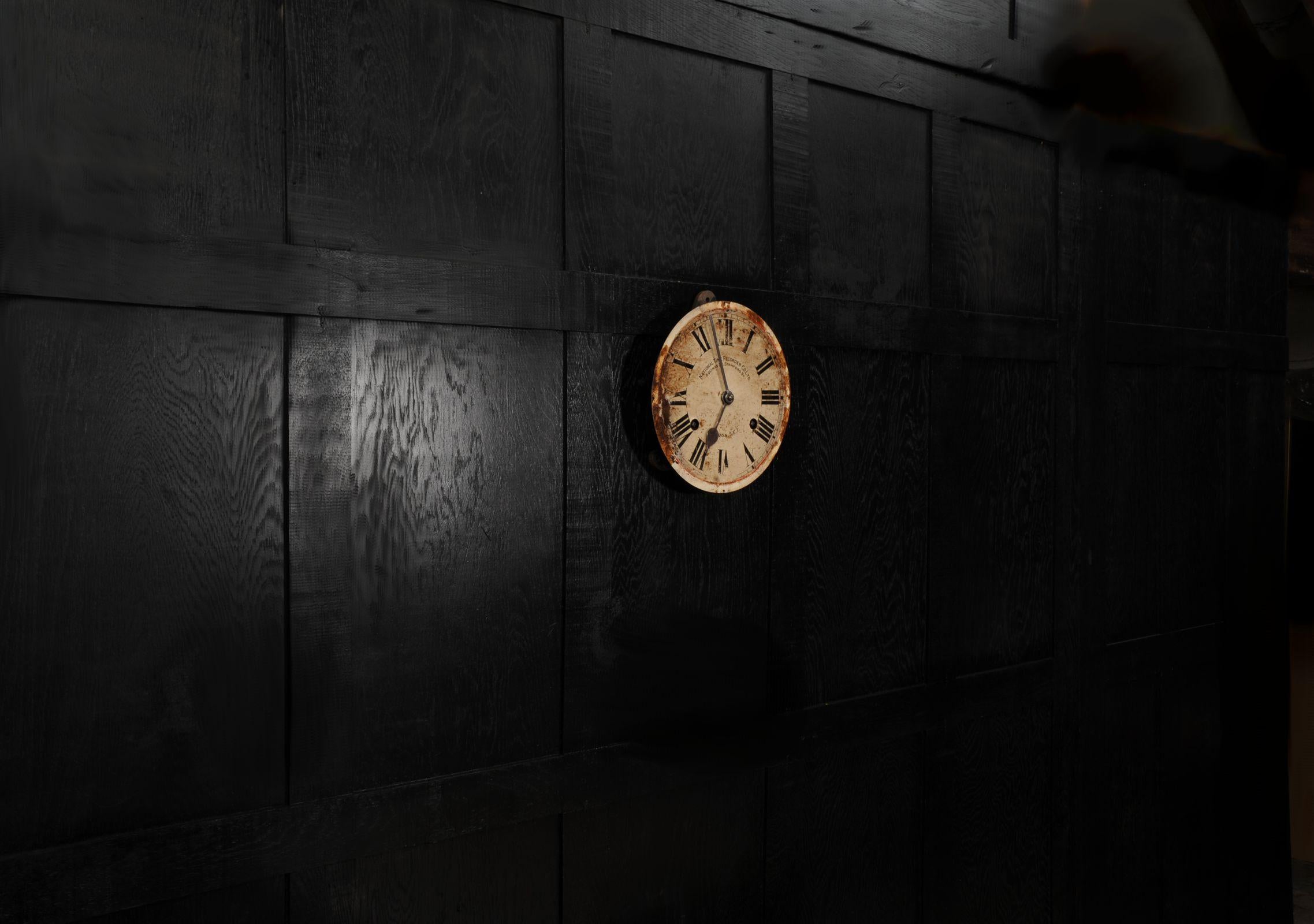 Vieux cadran d'horloge industrielle anglaise, entièrement fonctionnel en vente 2