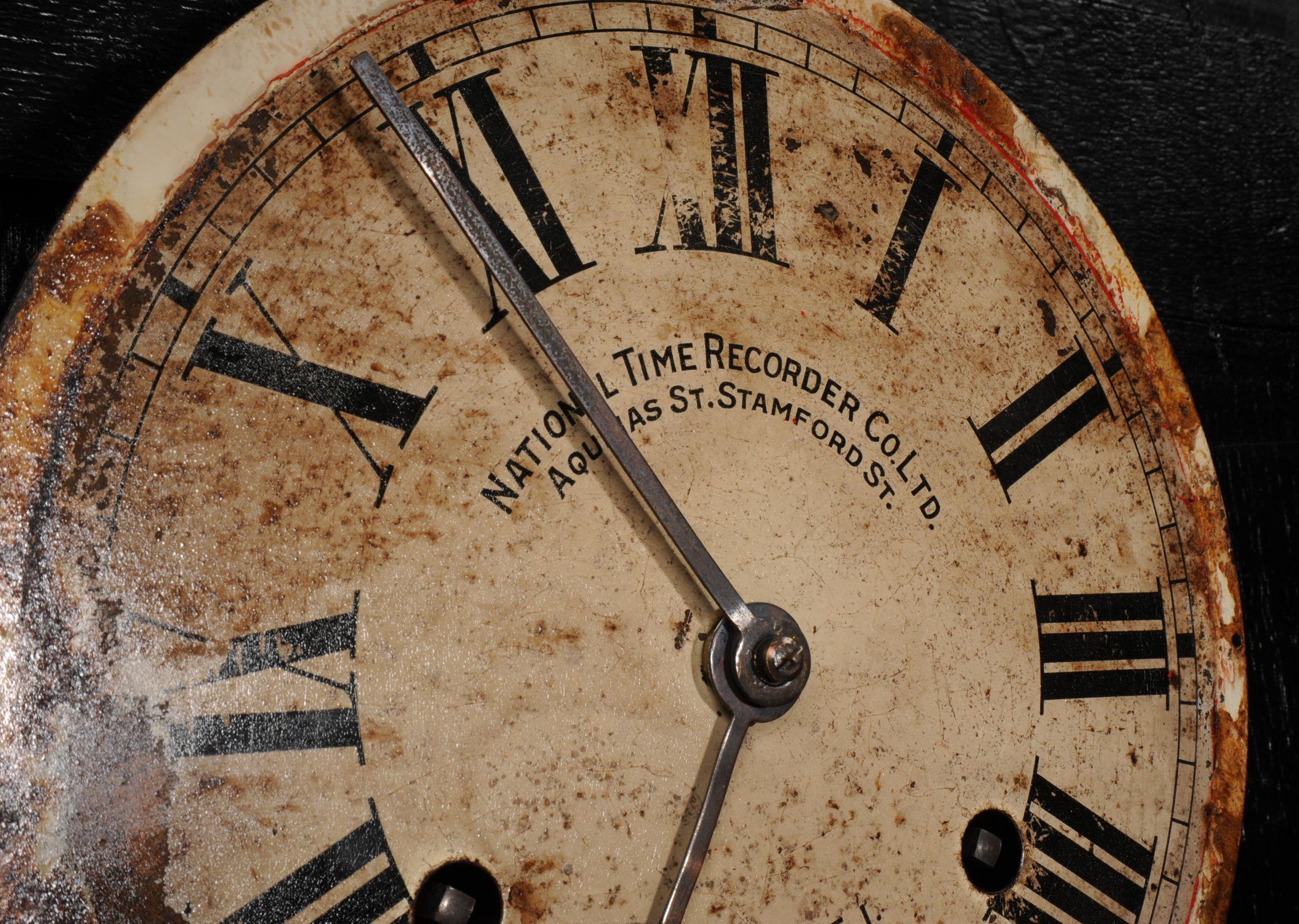 Peint Vieux cadran d'horloge industrielle anglaise, entièrement fonctionnel en vente