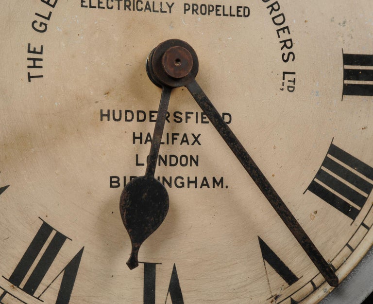 Vintage Industrial English Clock Dial Face, Fully Working For Sale 1