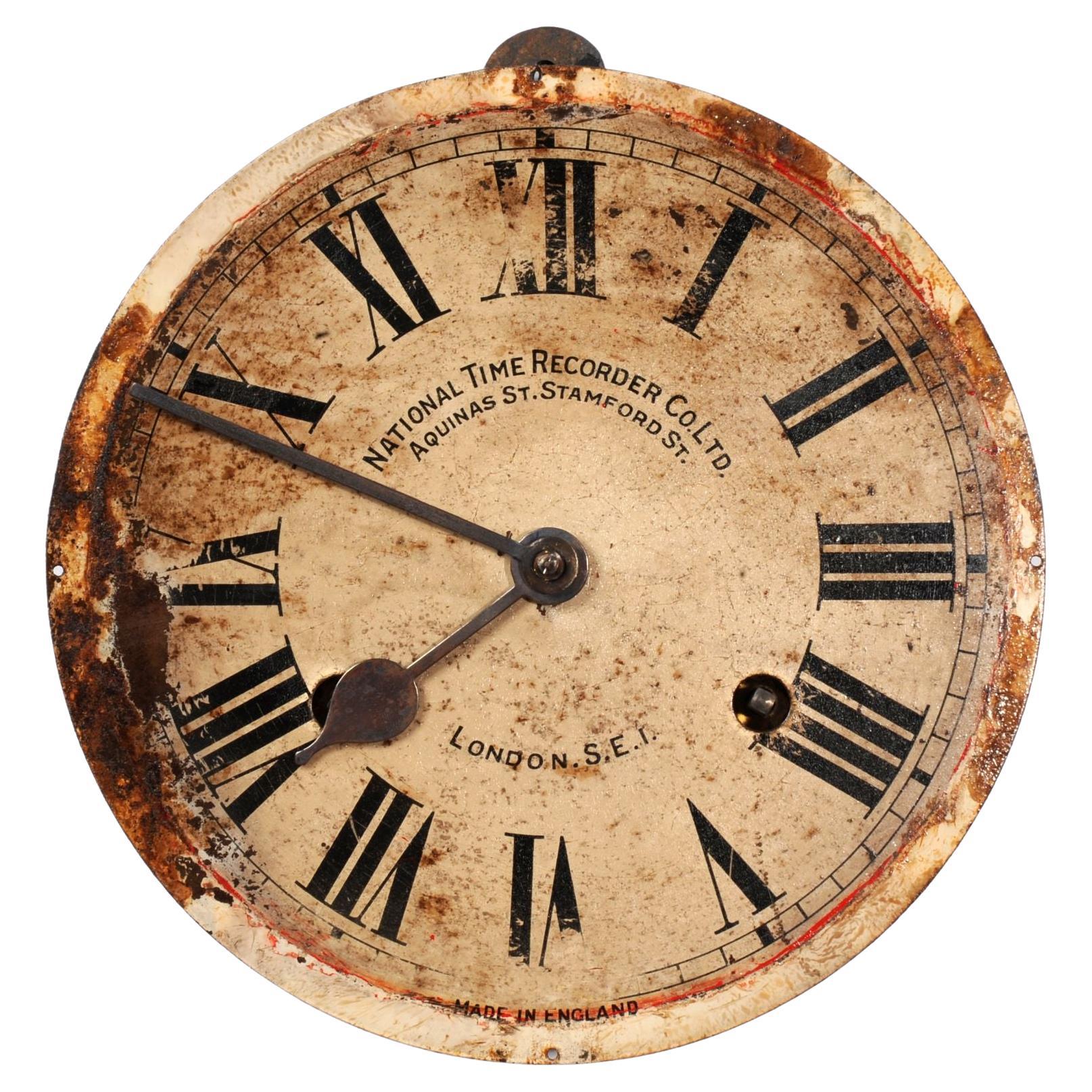 Vieux cadran d'horloge industrielle anglaise, entièrement fonctionnel