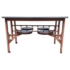 Vintage Industrial Factory Cafeteria Dining Set with Swing Out Seats