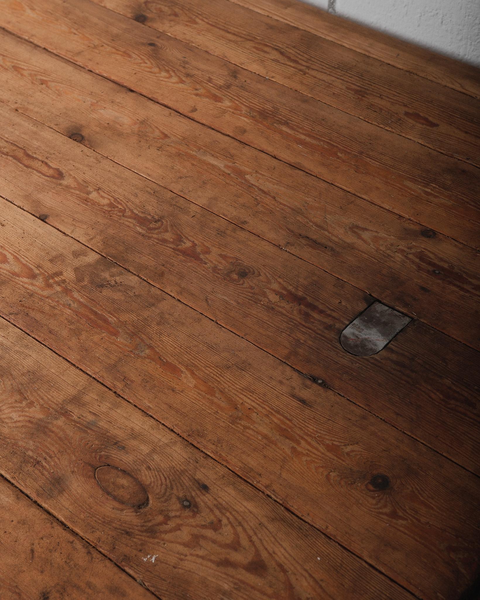 20th Century Vintage Industrial Factory Cart Table with Two-Tier Pine Plank Surface For Sale