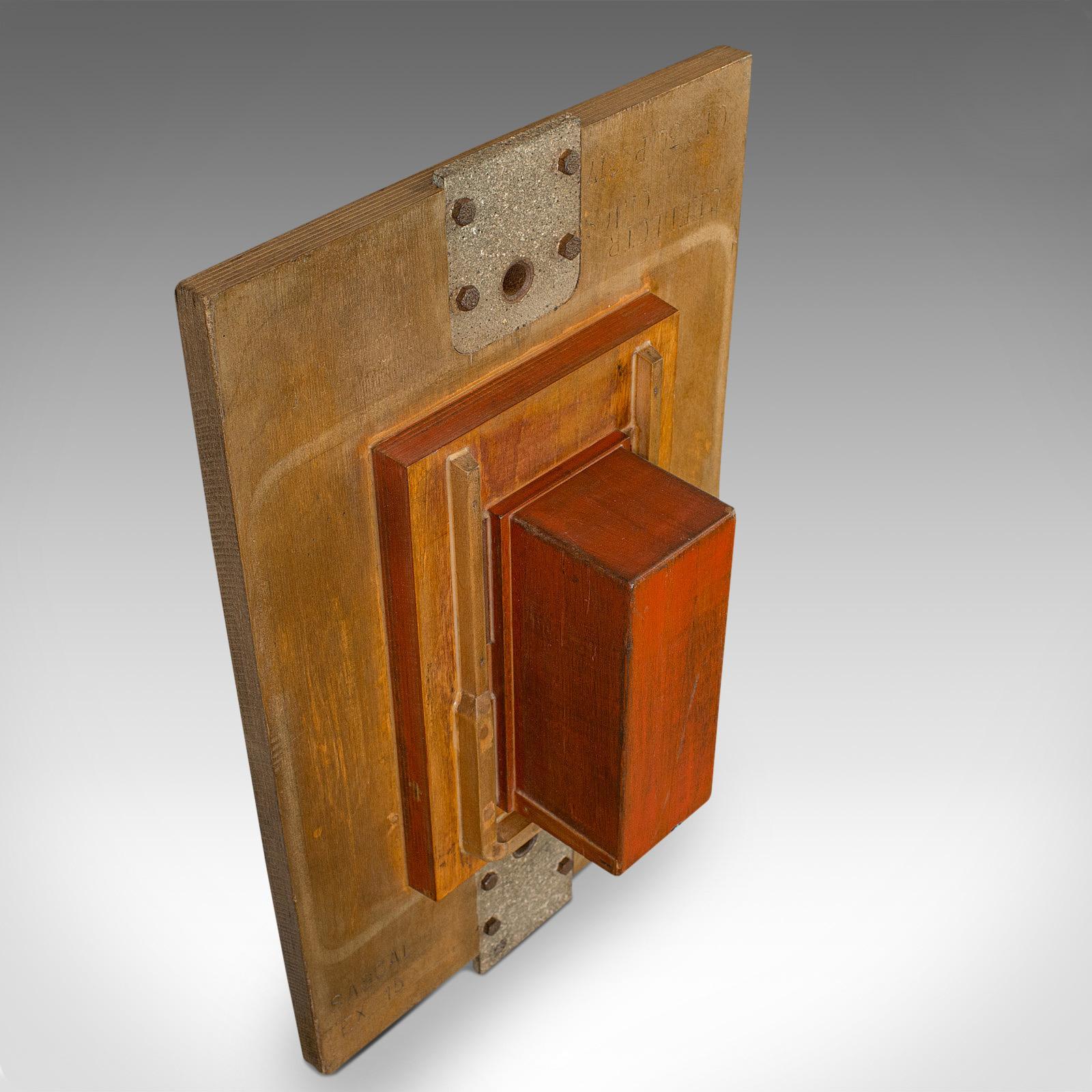 Wood Vintage Industrial Factory Mould, English, Mahogany, Decorative, Wall, Pattern For Sale