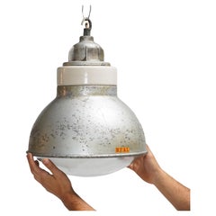 Vintage Industrial Factory Pendant Lights by Simplex - Aluminium & Glass Lamp