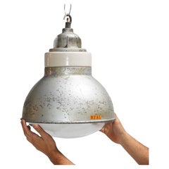 Lights d'usine industrielles vintage par Simplex - Lampe en aluminium et verre