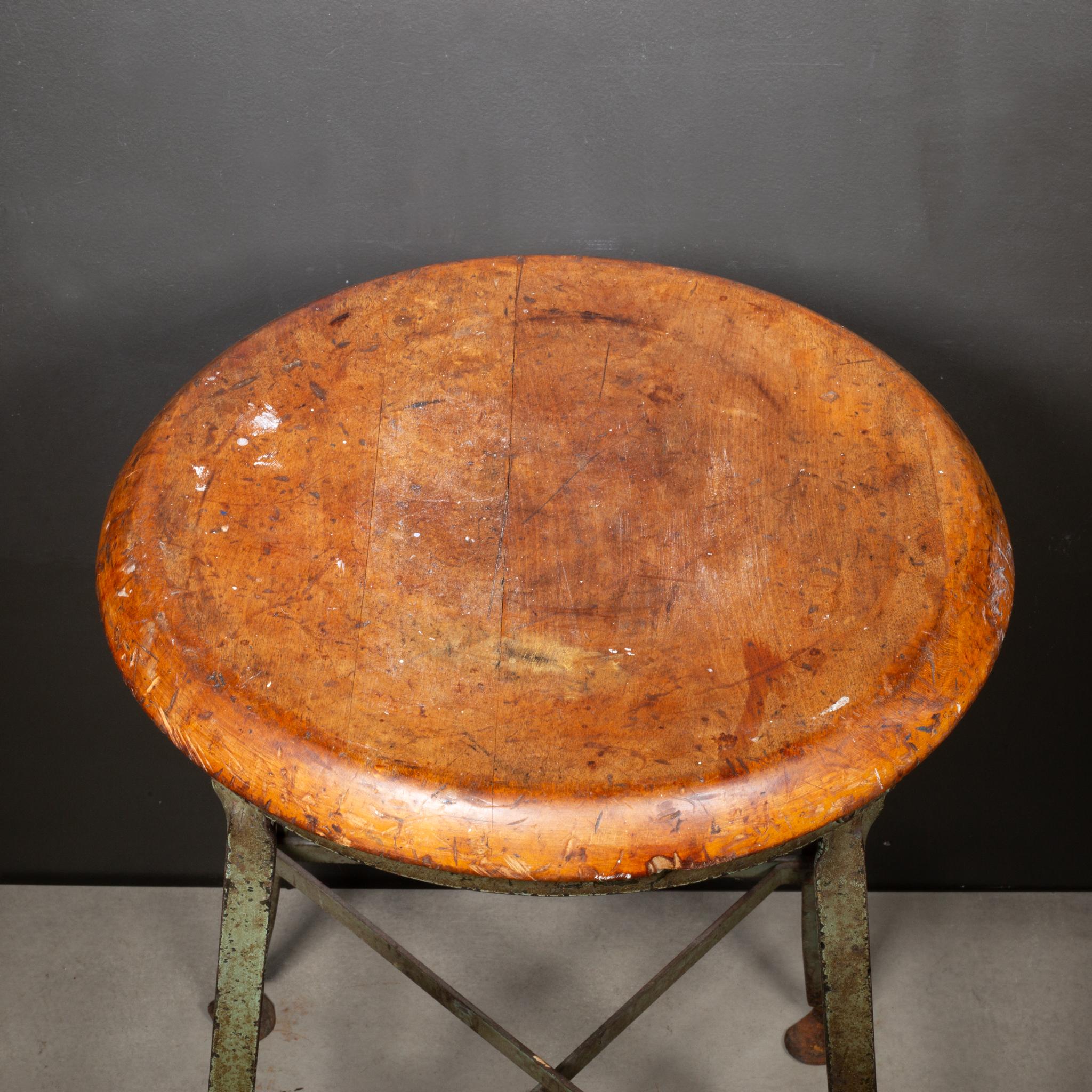Pressed Vintage Industrial Factory Stool c.1940 For Sale