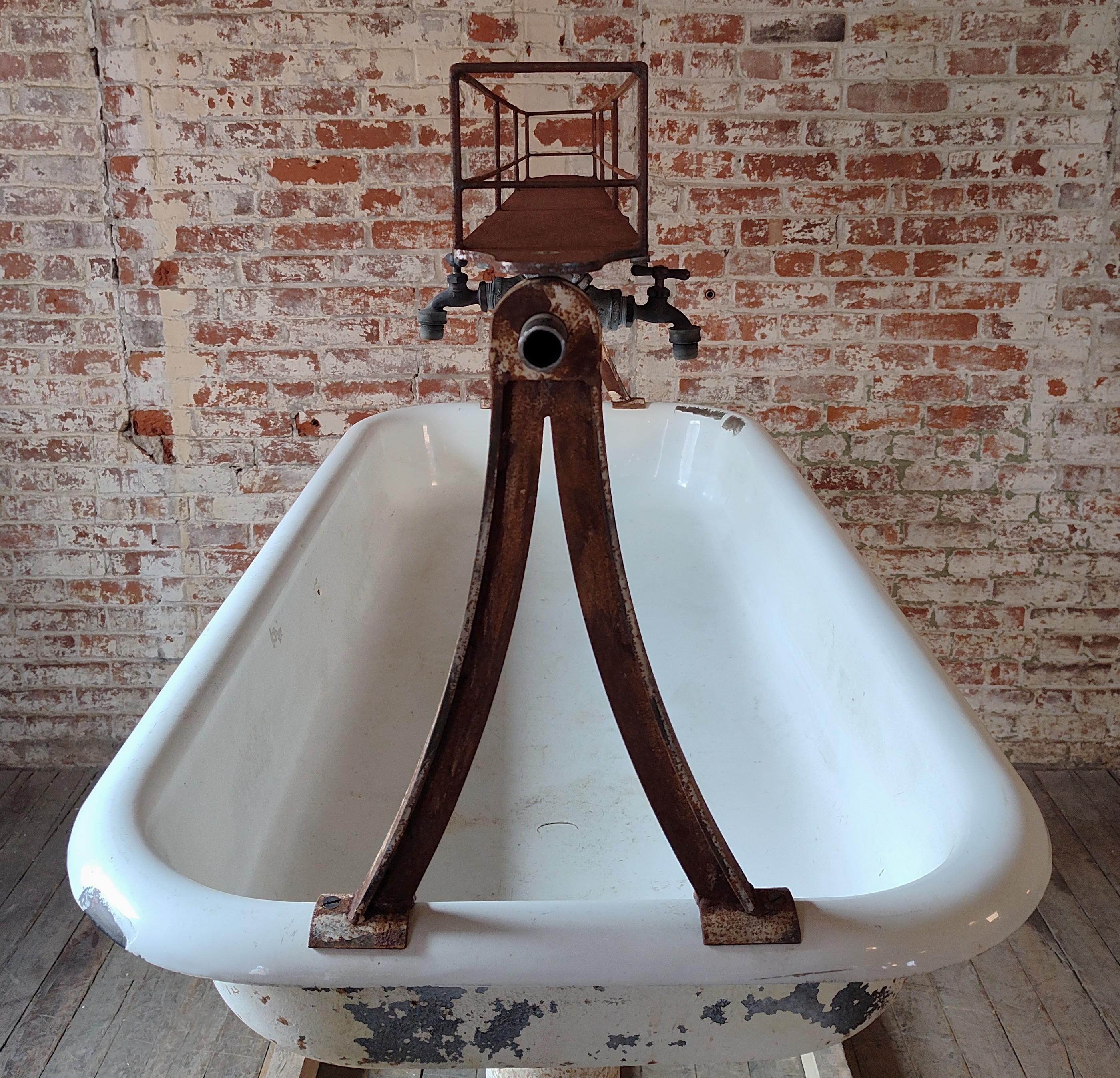 Vintage Industrie Fabrik Trog Waschbecken im Angebot 3