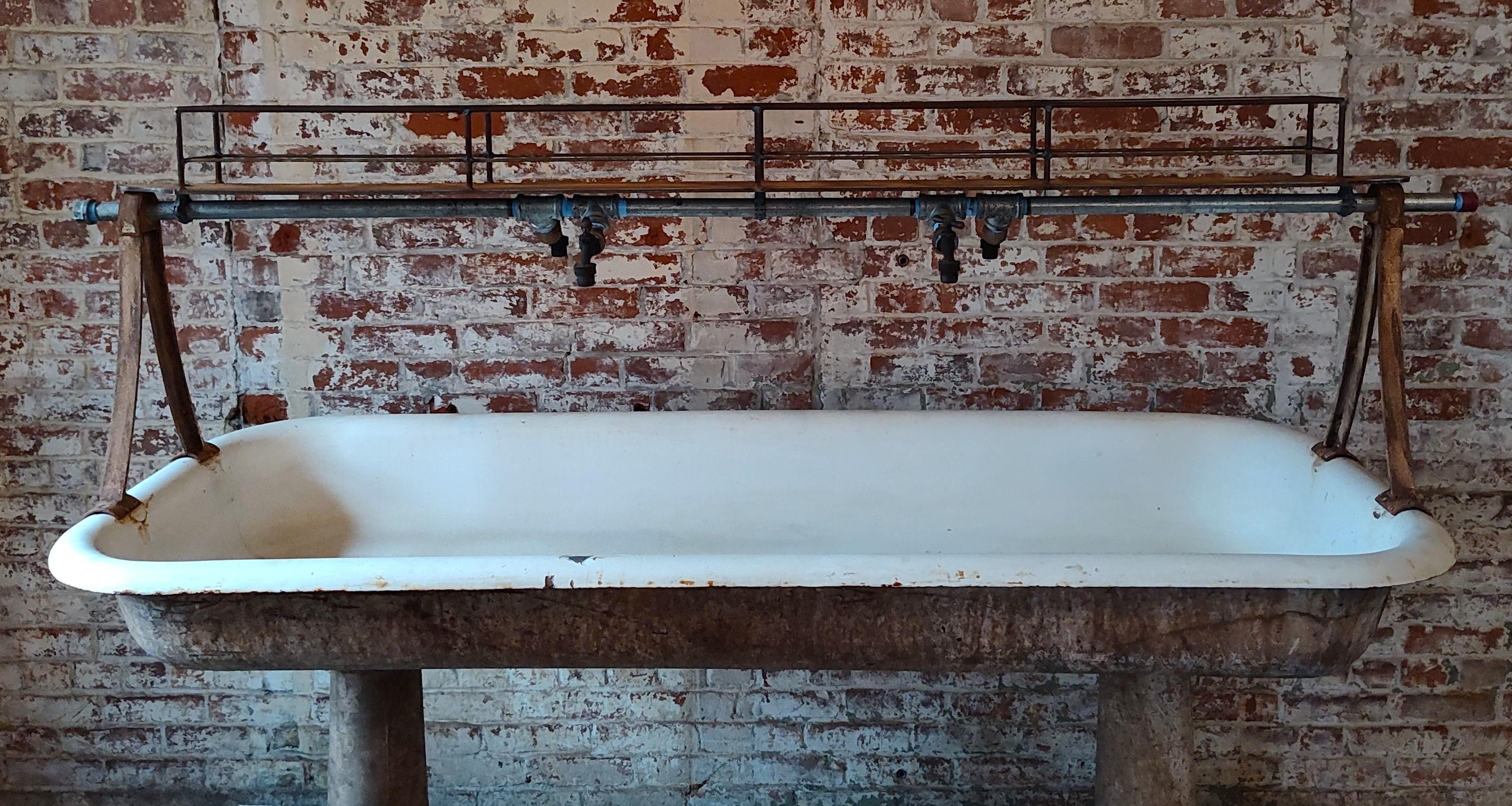 American Vintage Industrial Factory Trough Sink For Sale