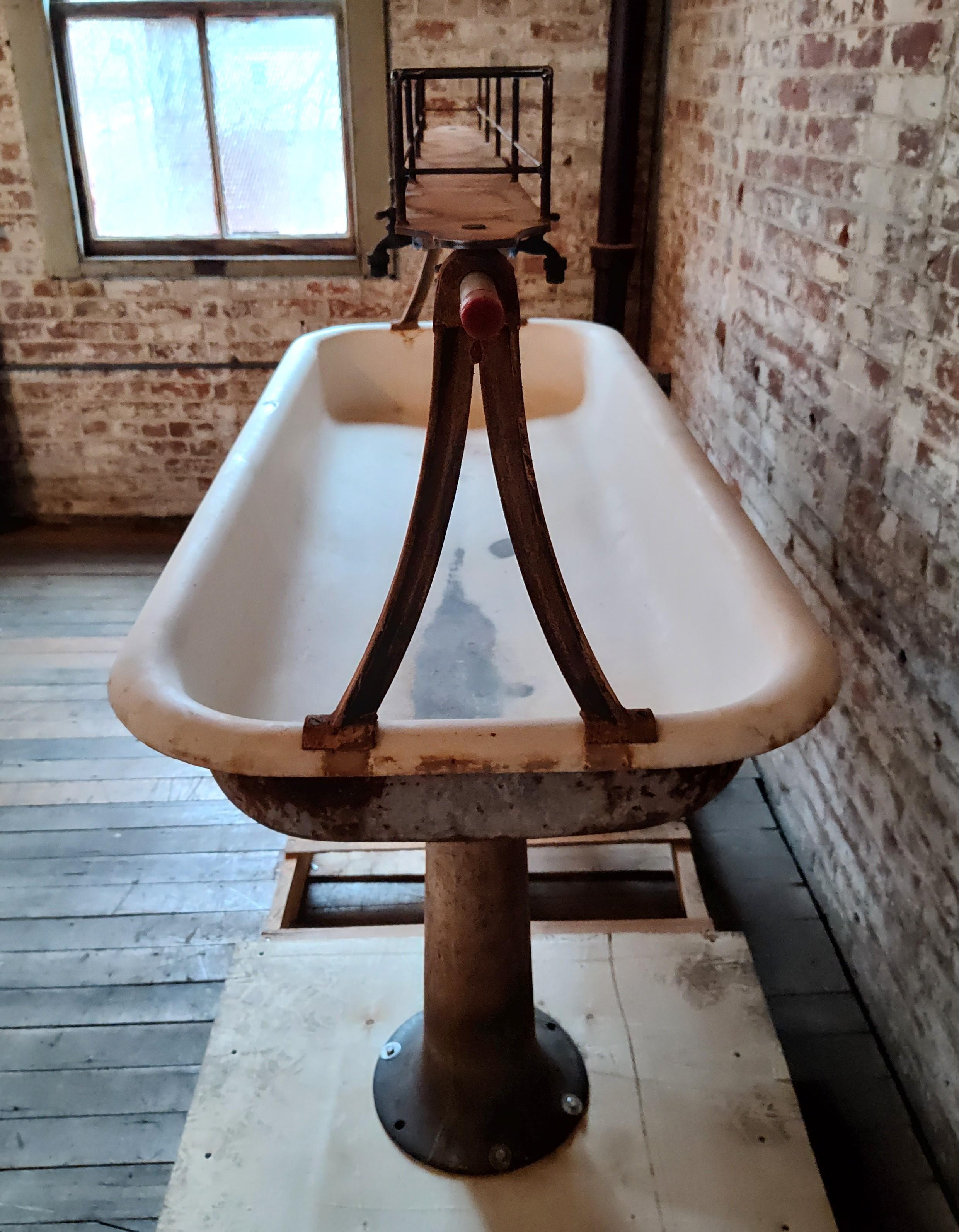 Cast Vintage Industrial Factory Trough Sink For Sale