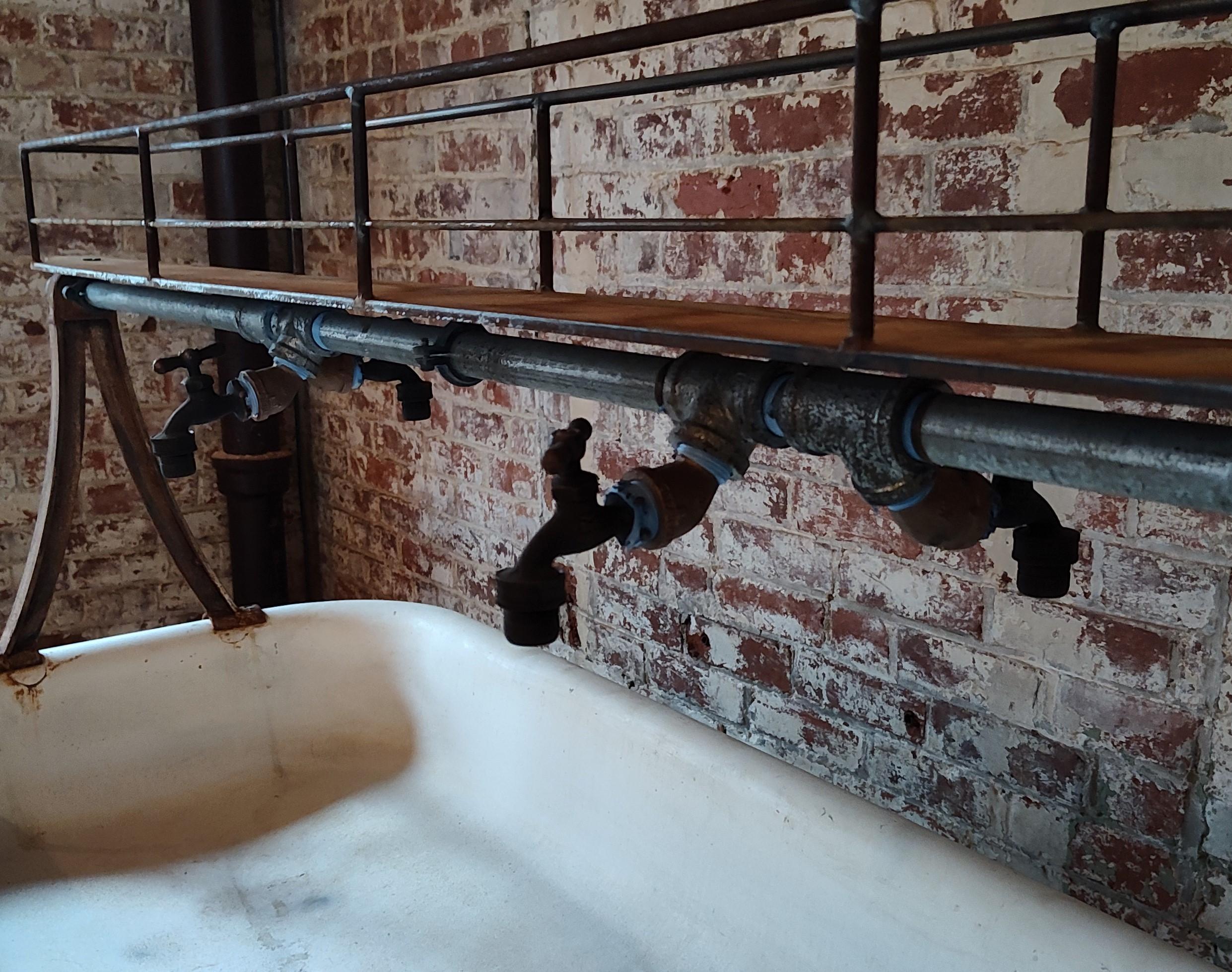 Brass Vintage Industrial Factory Trough Sink For Sale
